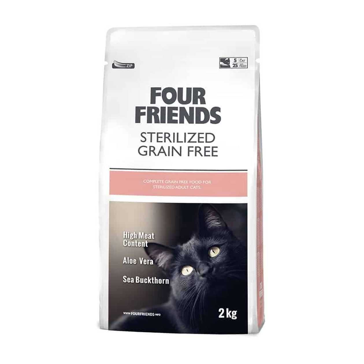 Four Friends Sterilized Grain Free sausā barība sterilizētiem/kastrētiem kaķiem ar pīli, tītaru un vistu, 2 kg  -  [50115]