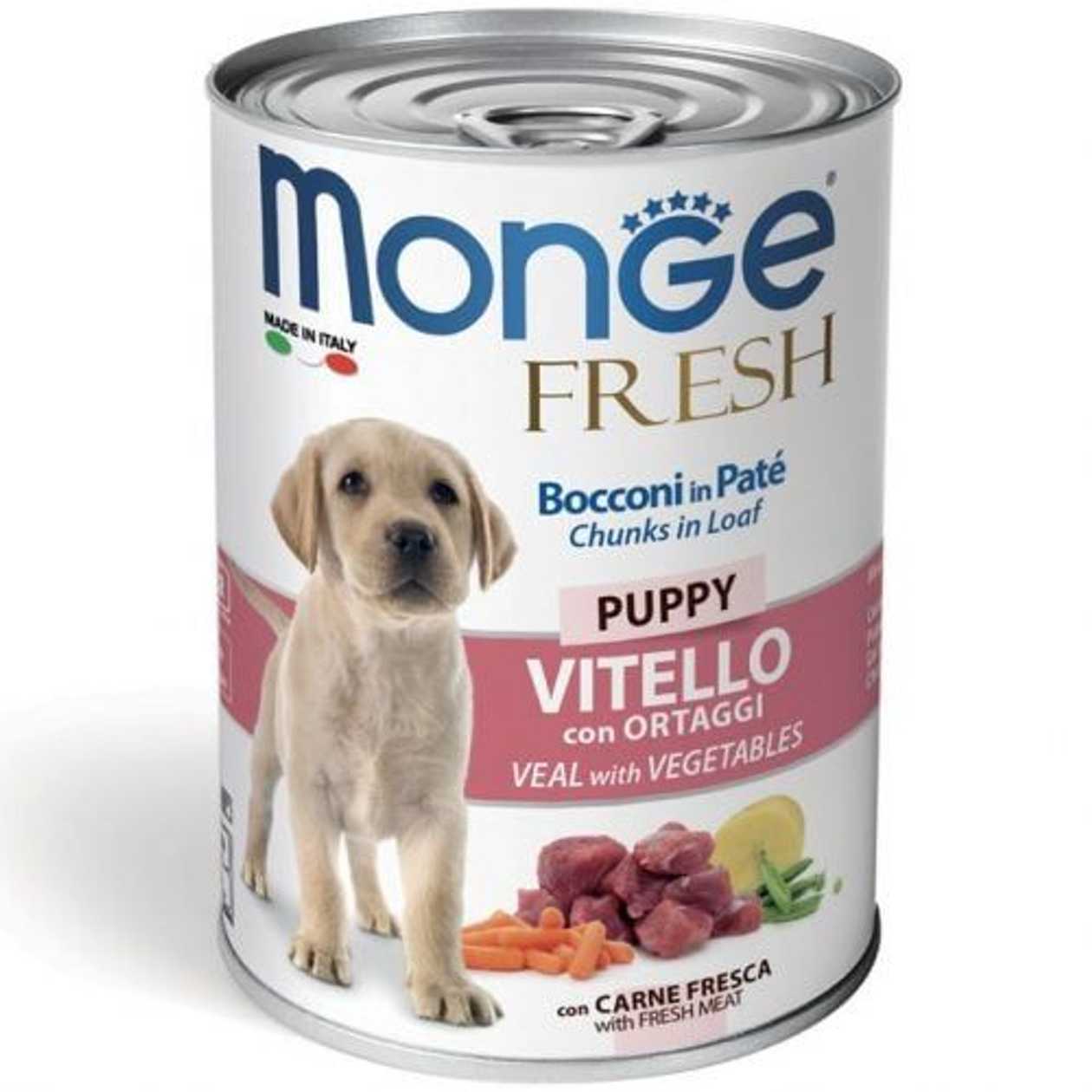 Monge Fresh Chunks PUPPY with Veal & Vegetables 400 gr - konservi suņiem`  -  [14441]