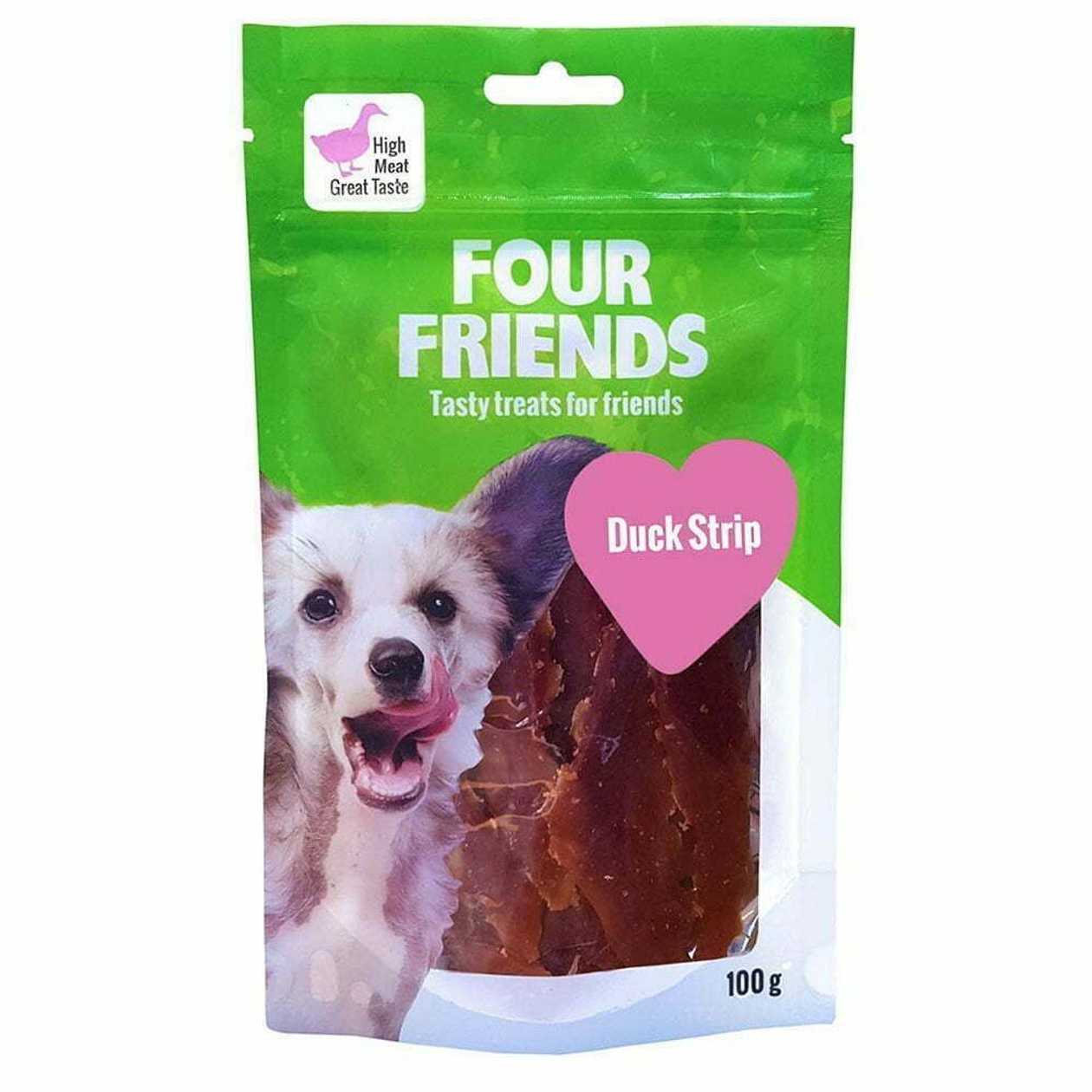 Four Friends Dog Treats Duck Strip gardums suņiem - Kaltēta pīles gaļa, 100 g  -  [37314]