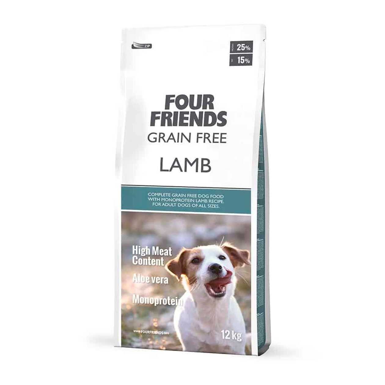 Four Friends Lamb Grain Free monoproteīna bezgraudu sausā barība alerģiskiem suņiem ar jēra gaļu, 12 kg  -  [40369]