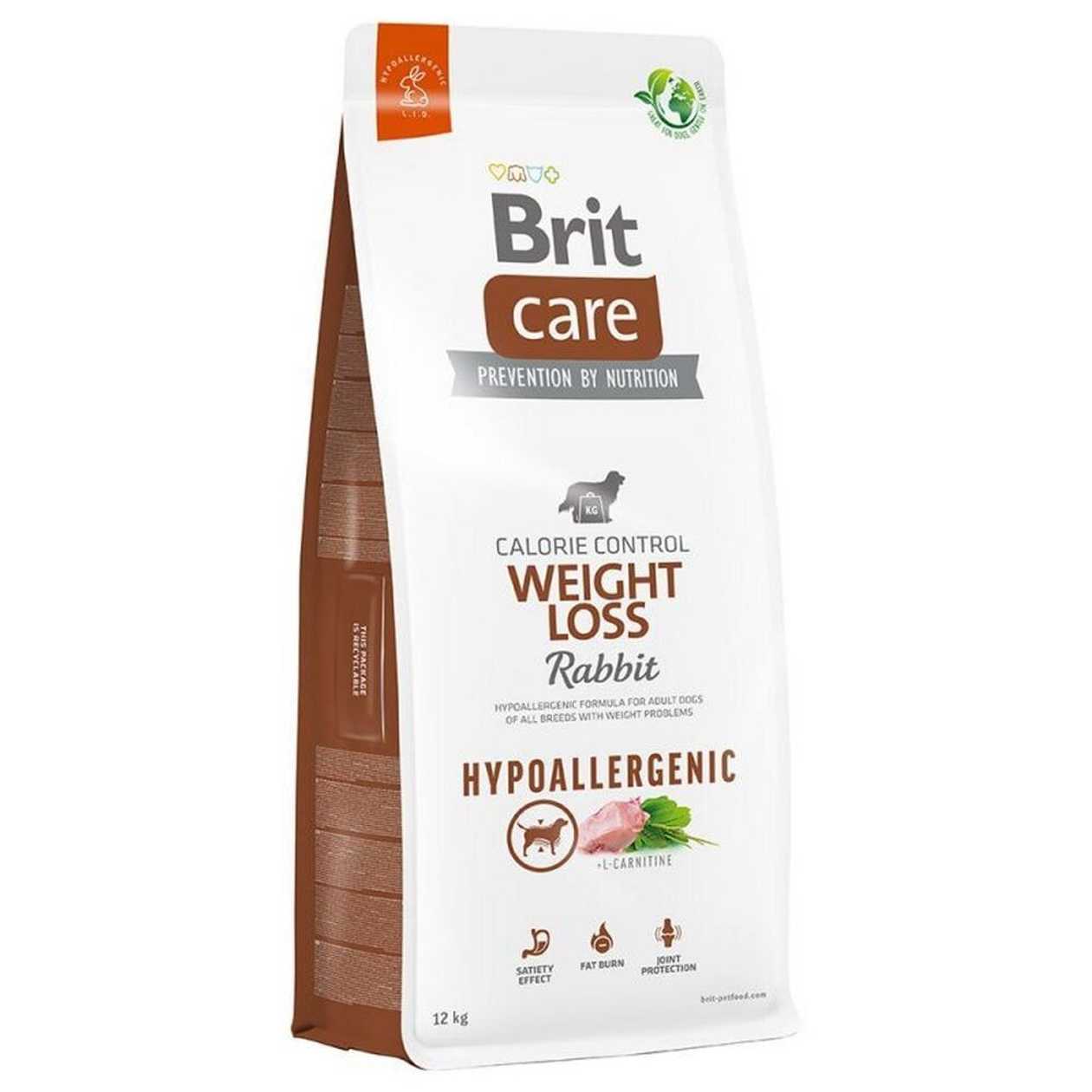 Brit Care Hypoallergenic Weight Loss Rabbit & Rice sausā barība suņiem Trusis, rīsi, 12 kg  -  [59169]