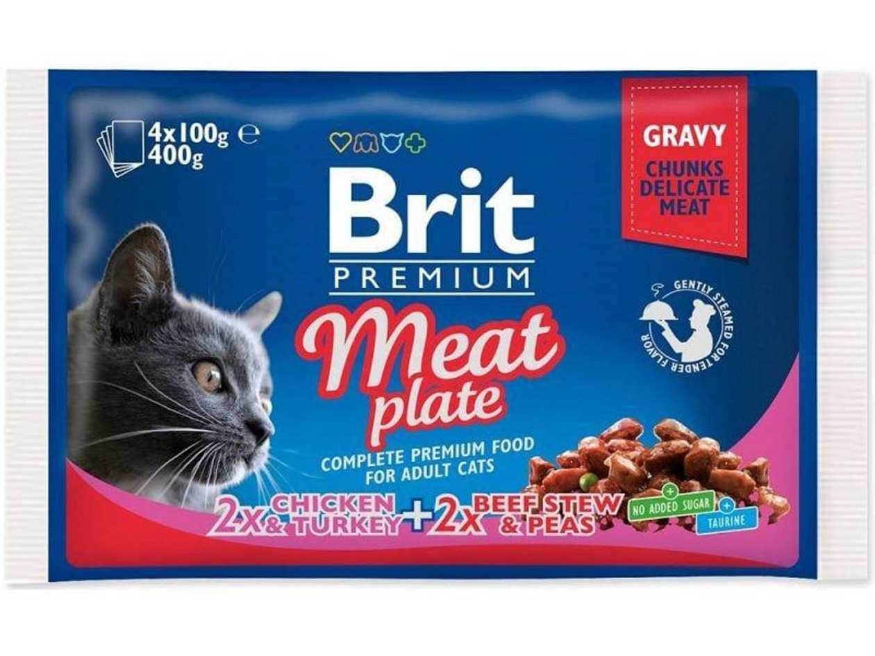 Brit Premium Cat Pouch Meat Plate 400g (4x100g)  -  [06262]