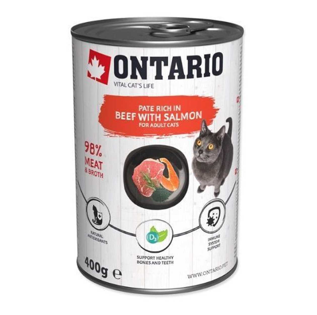 Ontario Konservēta barība kaķiem Cat can Beef with Salmon flavoured with Spirulina 400g  -  [12315]