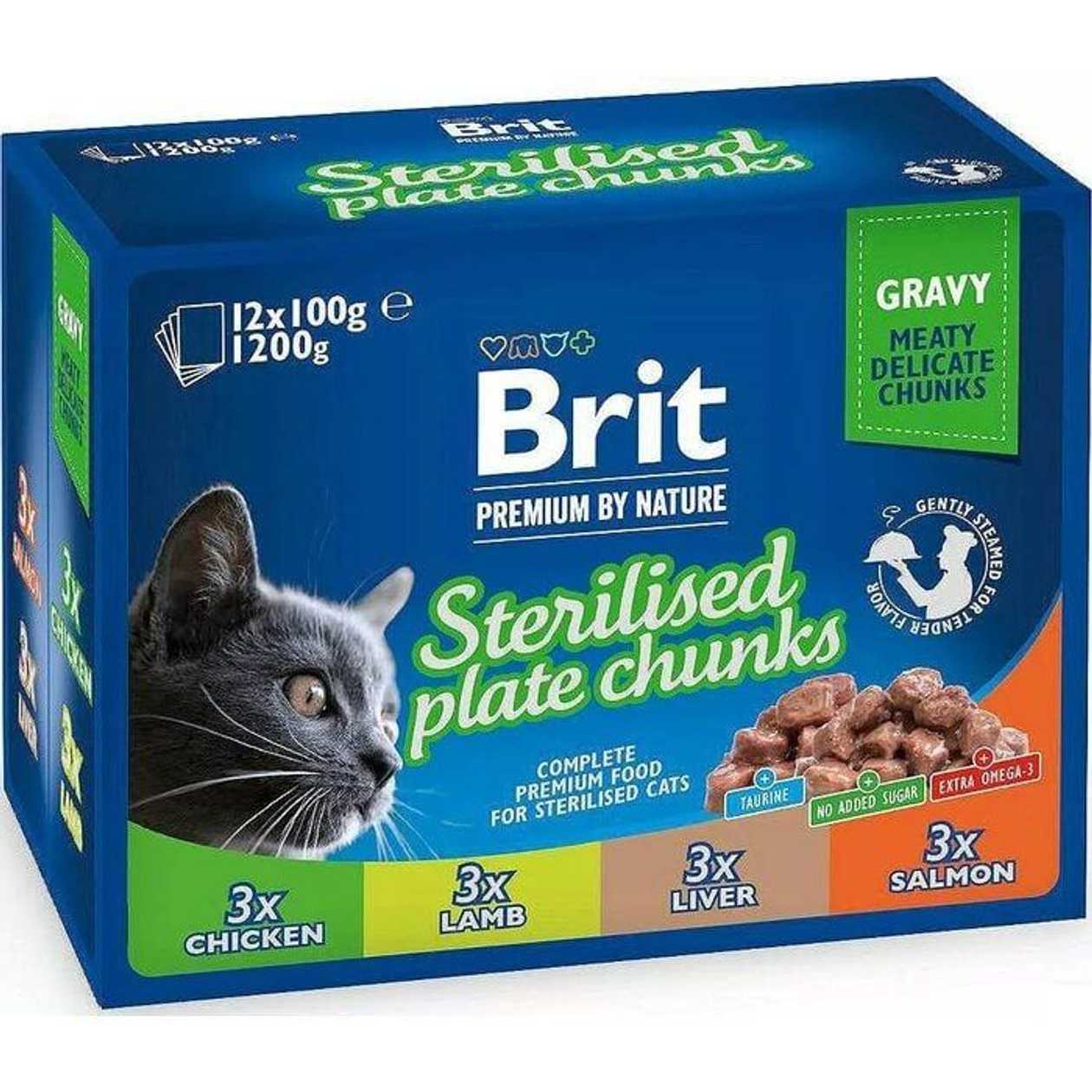 BRIT Premium Cat Sterilizēts šķīvis - mitrā kaķu barība - 12x100g  -  [48514]