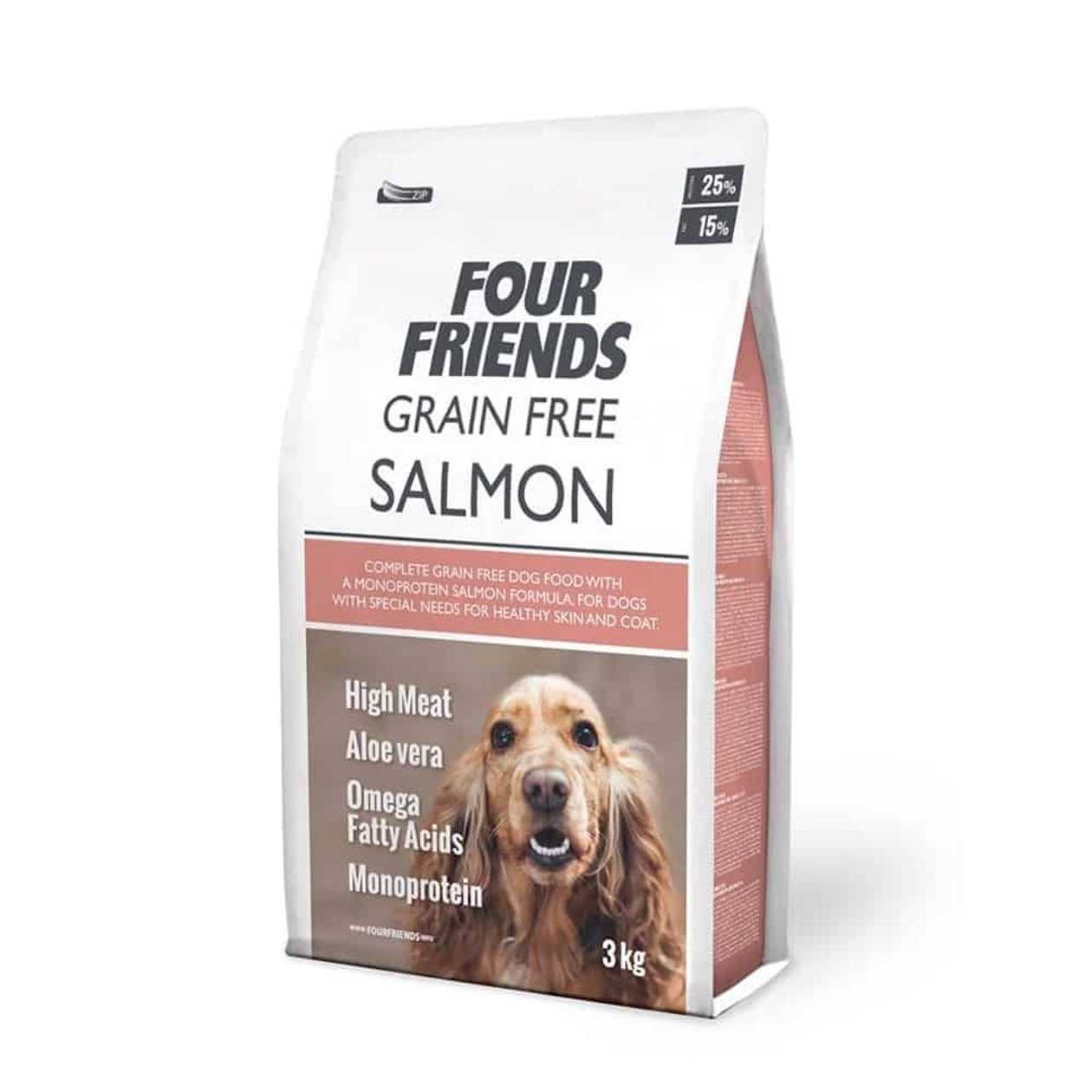 Four Friends Salmon Grain Free monoproteīna bezgraudu sausā barība alerģiskiem suņiem ar lasi, 3 kg  -  [36348]