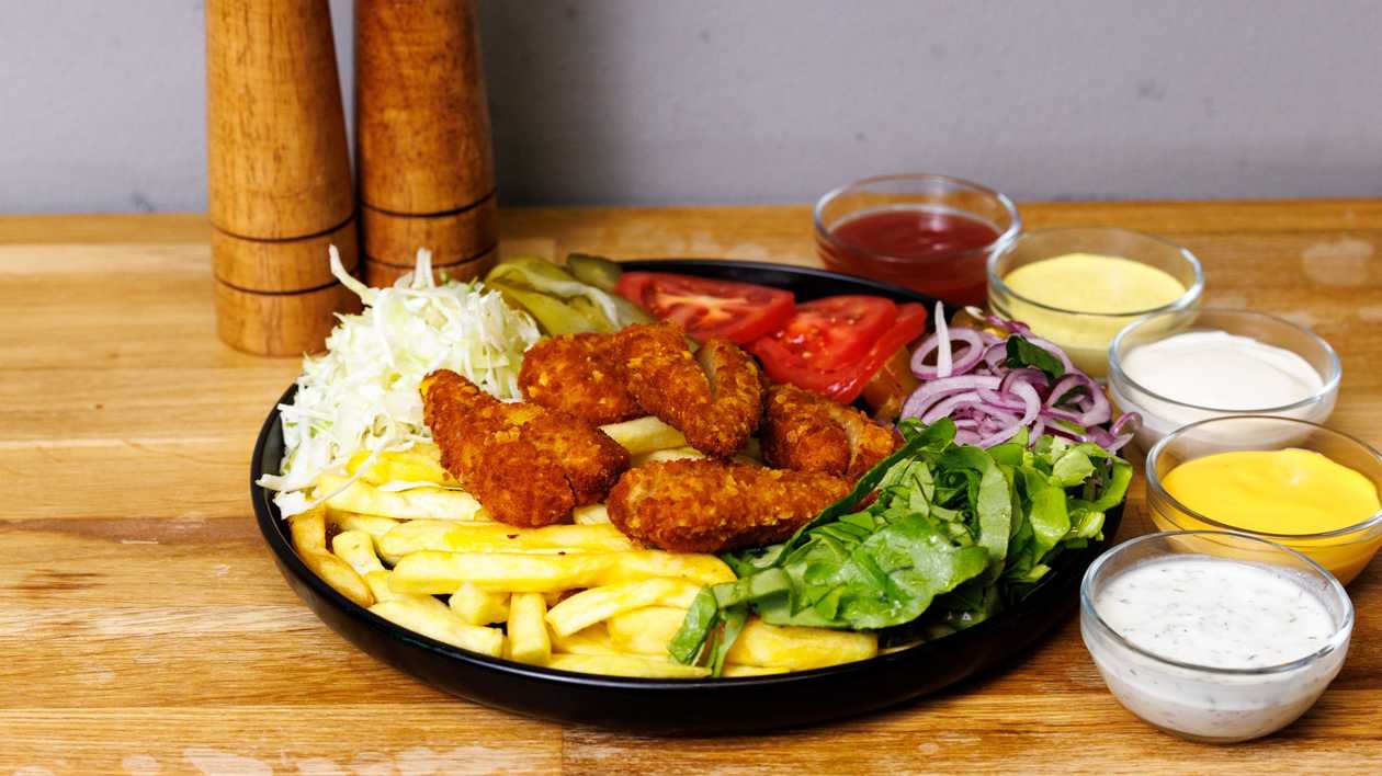 Menu Schnitzel on a plate