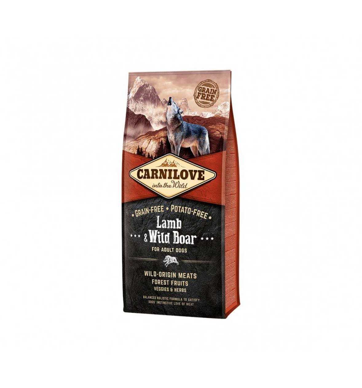Carnilove Lamb & Wild Boar for Adult bezgraudu sausā suņu barība Jērs, mežacūka, 12 kg  -  [08921]