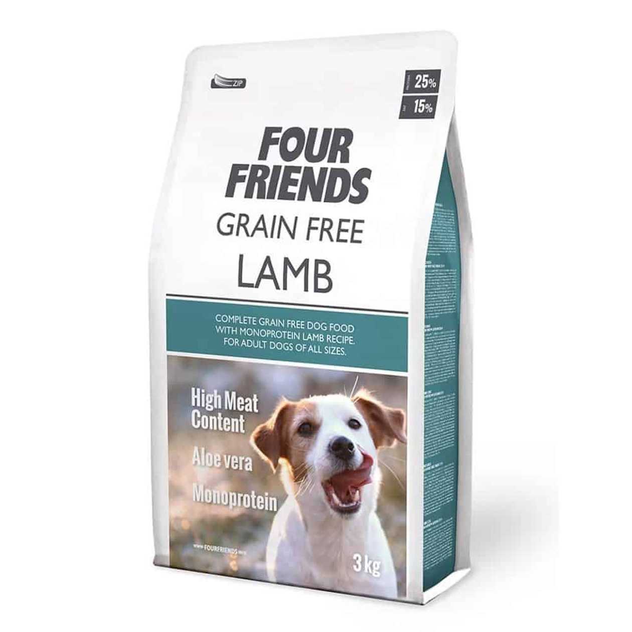 Four Friends Lamb Grain Free monoproteīna bezgraudu sausā barība alerģiskiem suņiem ar jēra gaļu, 3 kg  -  [40352]
