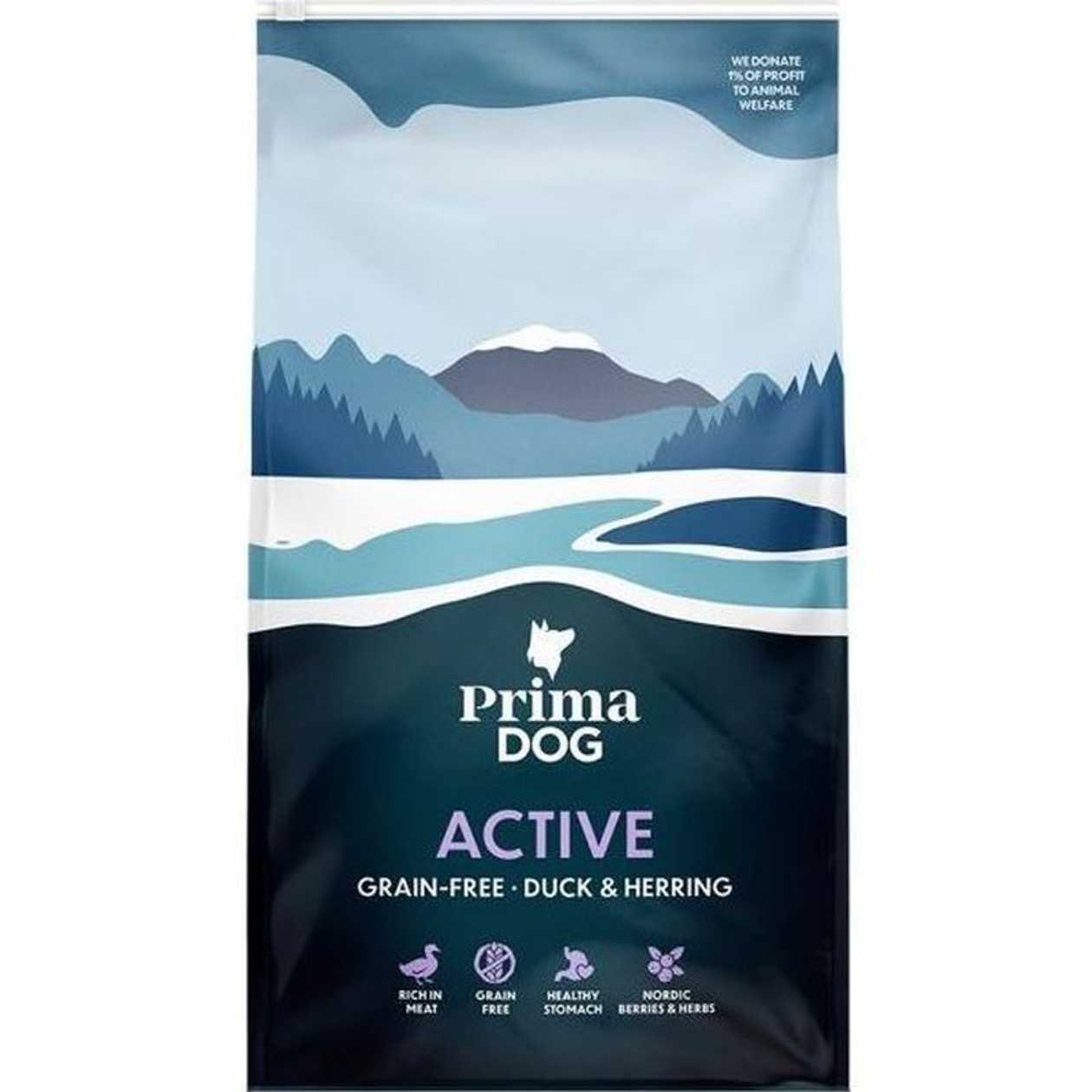 PrimaDog Adult Active Duck & Herring bezgraudu sausā barība aktīviem suņiem ar ar pīli un siļķi, 20 kg  -  [87060]