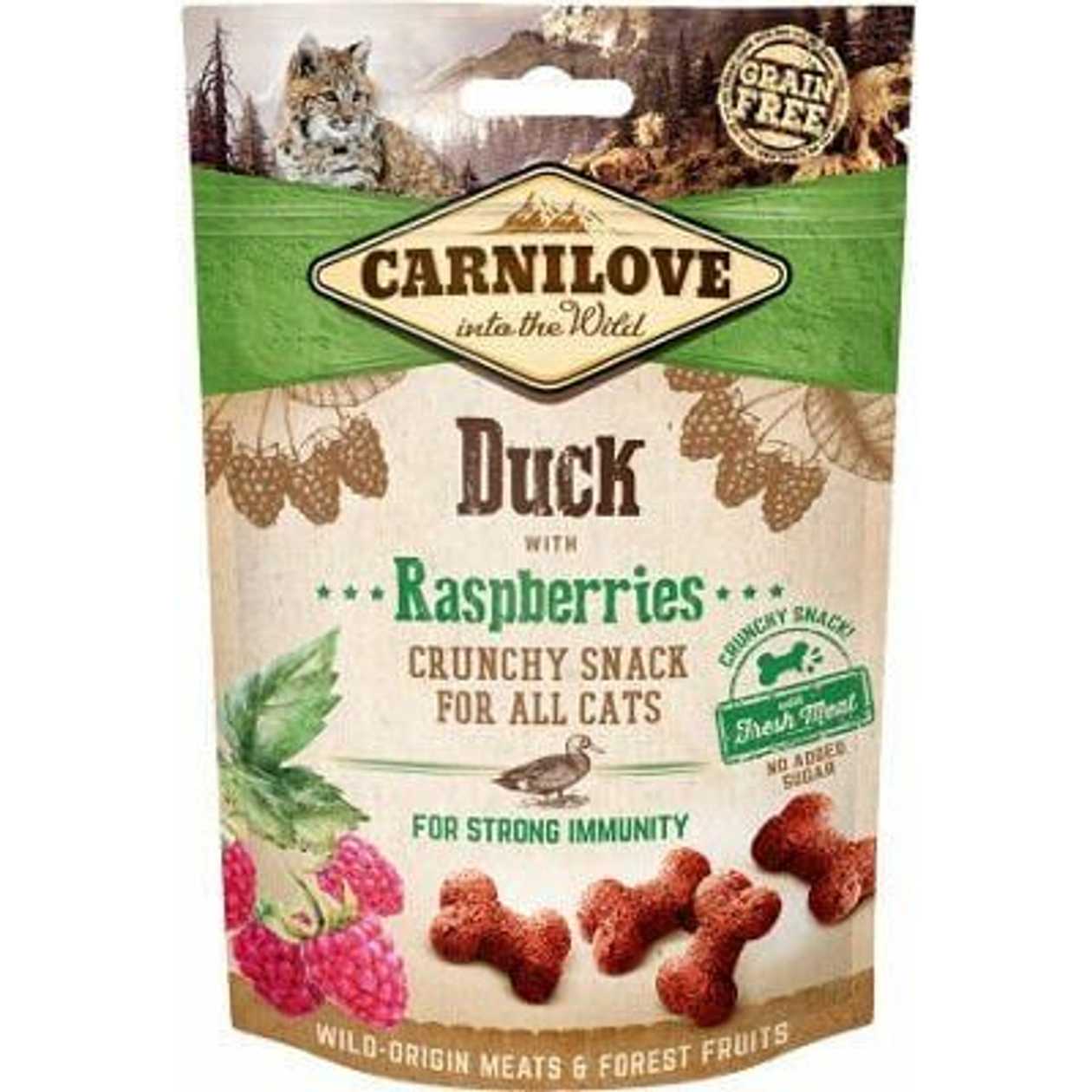 Carnilove Cat Snack Duck with Raspberries with fresh meat papildbarība kaķiem, 50 g  -  [27199]