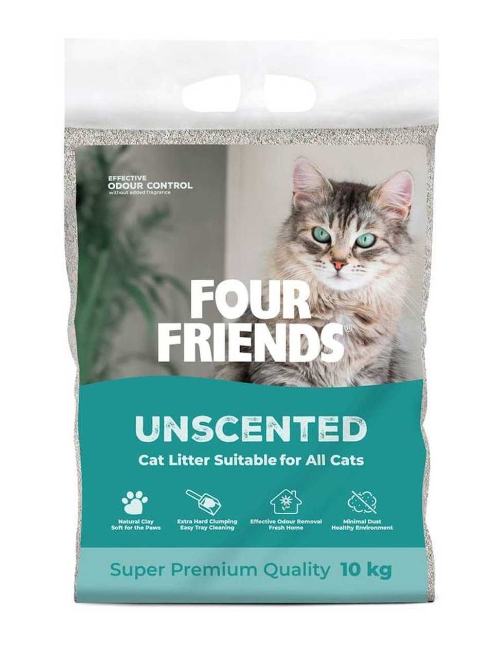 Four Friends  Cat Litter Unscented cementējošās smiltis kaķu tualetei, 10 kg  -  [10975]