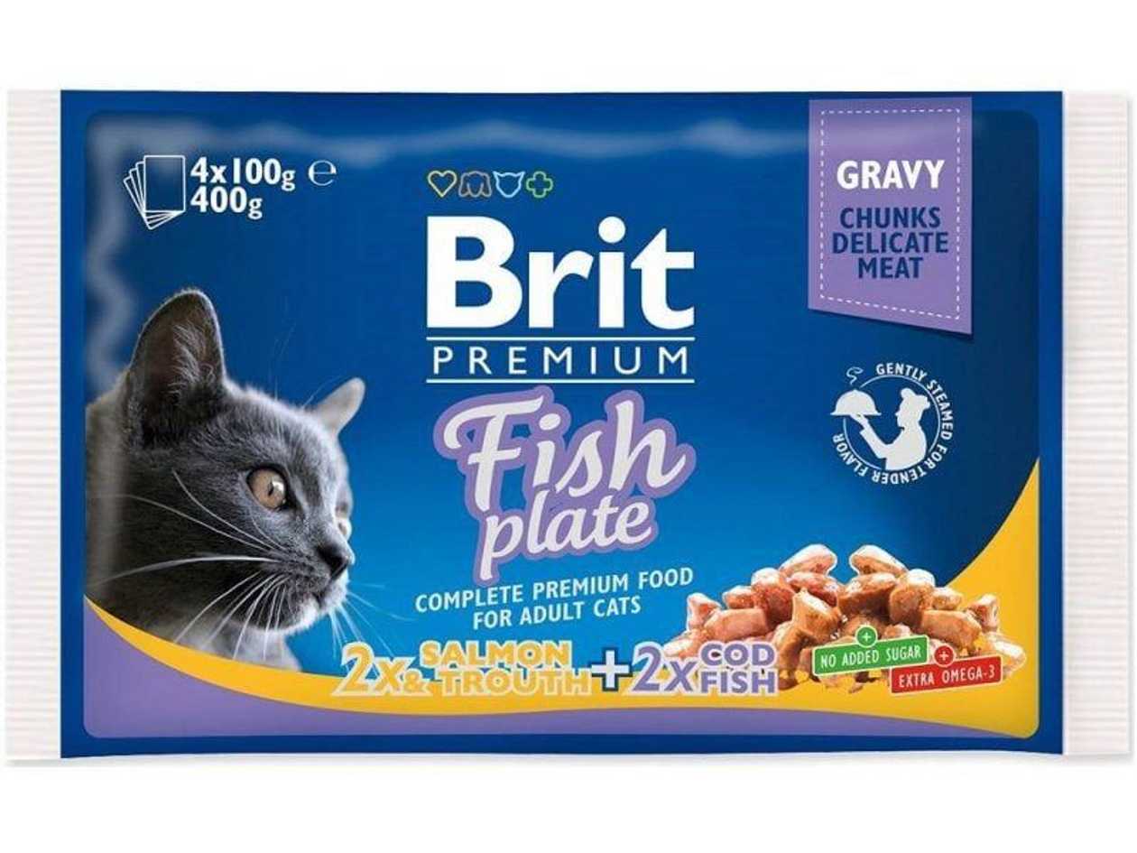 Brit Premium Cat Pouch Fish Plate 400g (4x100g)  -  [06248]