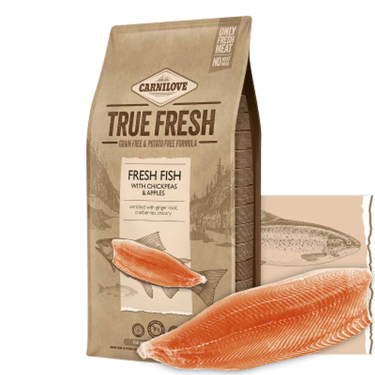 Carnilove True Fresh Fish bezgraudu sausā barība suņiem Zivis, 4 kg  -  [46008]