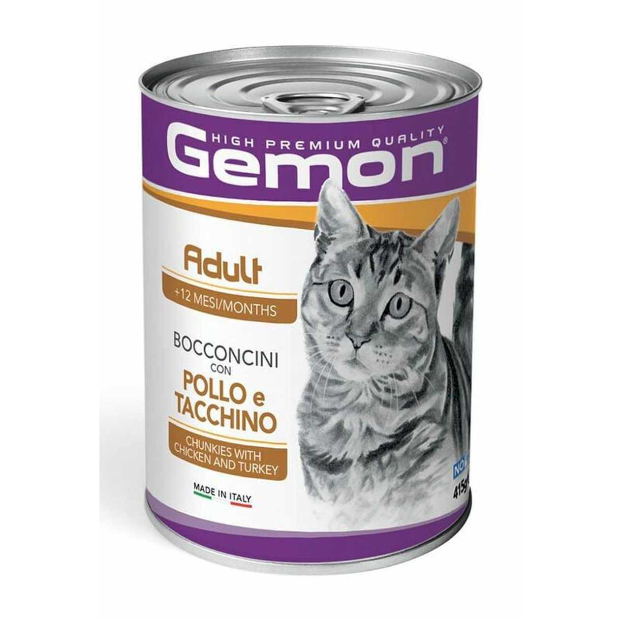 Gemon Wet Cat chunkies Senior with chicken & turkey 415 g - konservi kaķiem  -  [00728]