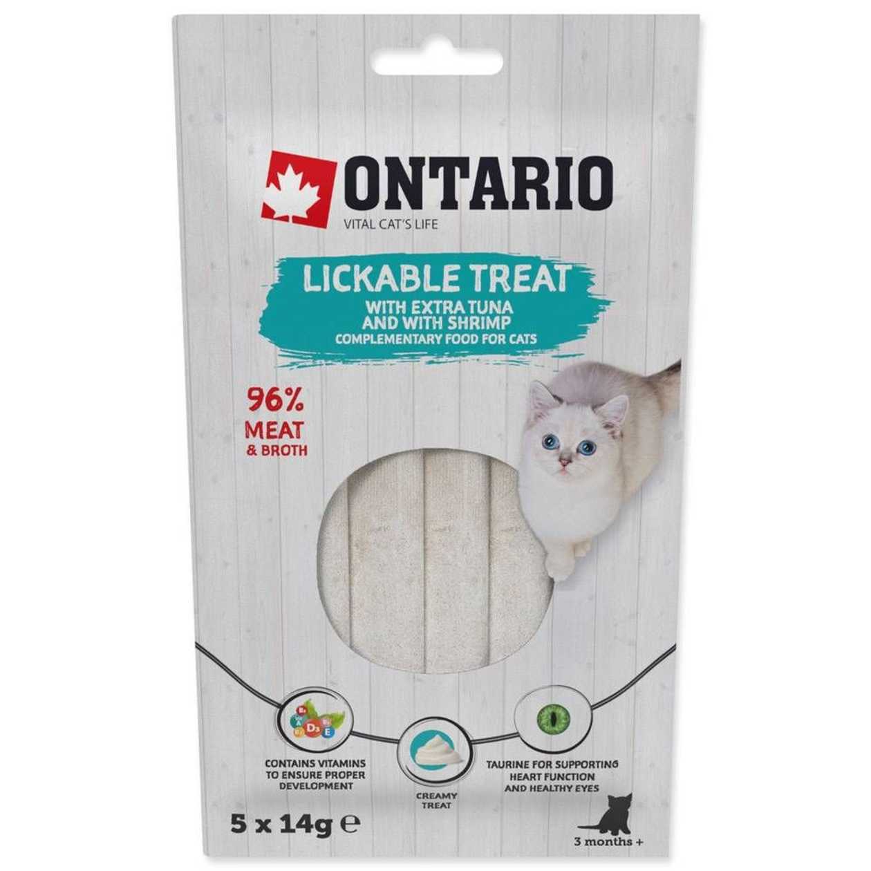 Ontario Gardums kaķiem Lickable Treats with Tuna and Shrimp, 5 x 14 g  -  [42176]