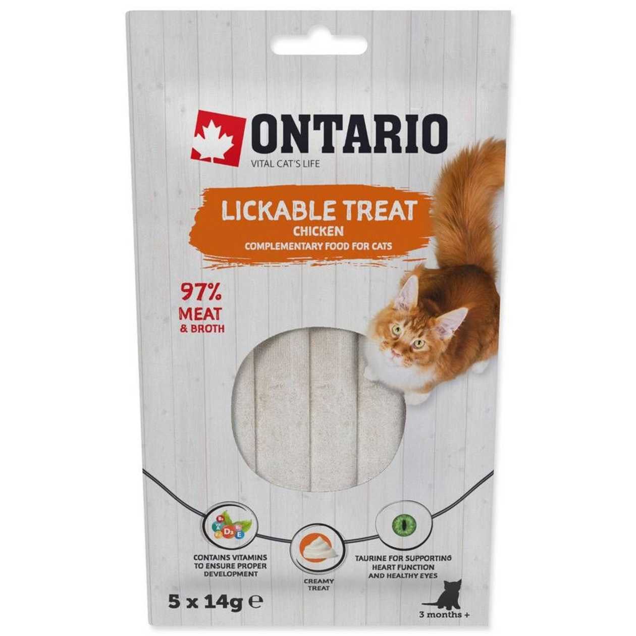 Ontario Gardums kaķiem Lickable Treats Chicken, 5 x 14 g  -  [42152]