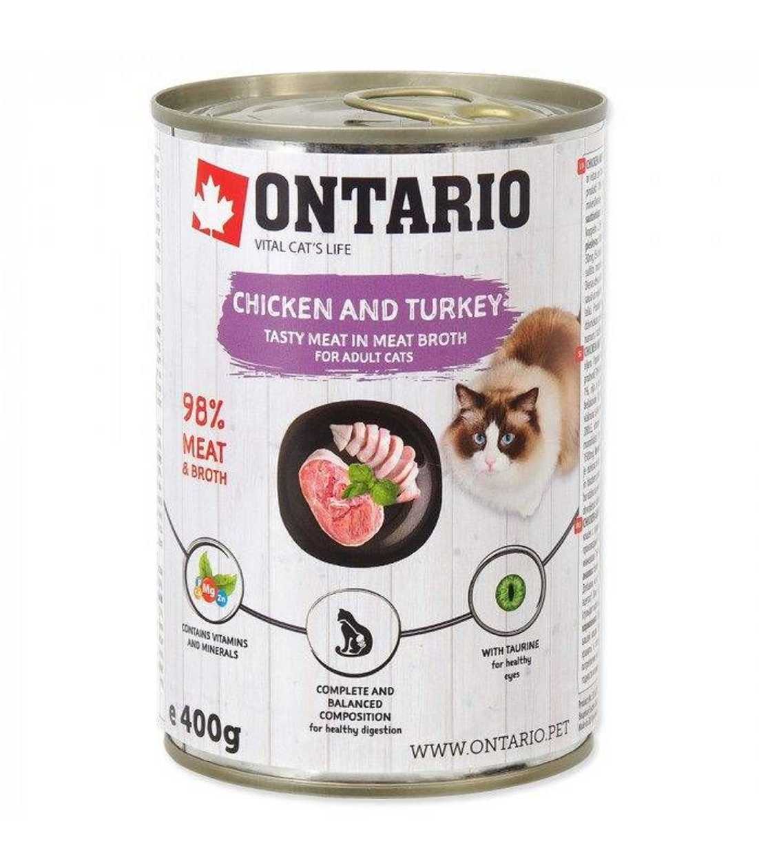 Ontario Konservēta barība kaķiem Cat can Chicken with Turkey flavoured with Sea Buckthorn 400g  -  [12322]