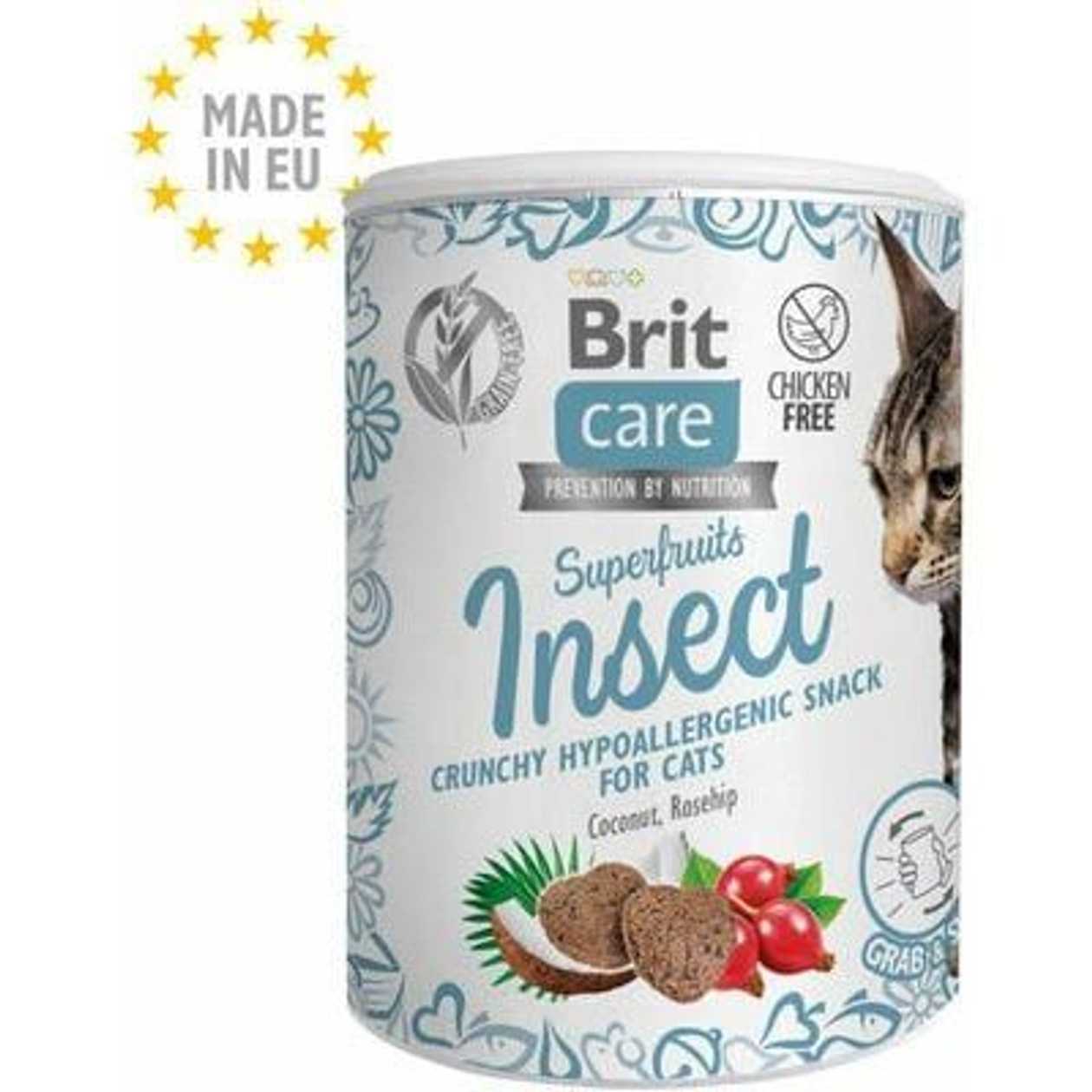 Brit Care Cat Snack Superfruits Insect  papildbarība kaķiem, 100 g  -  [55703]