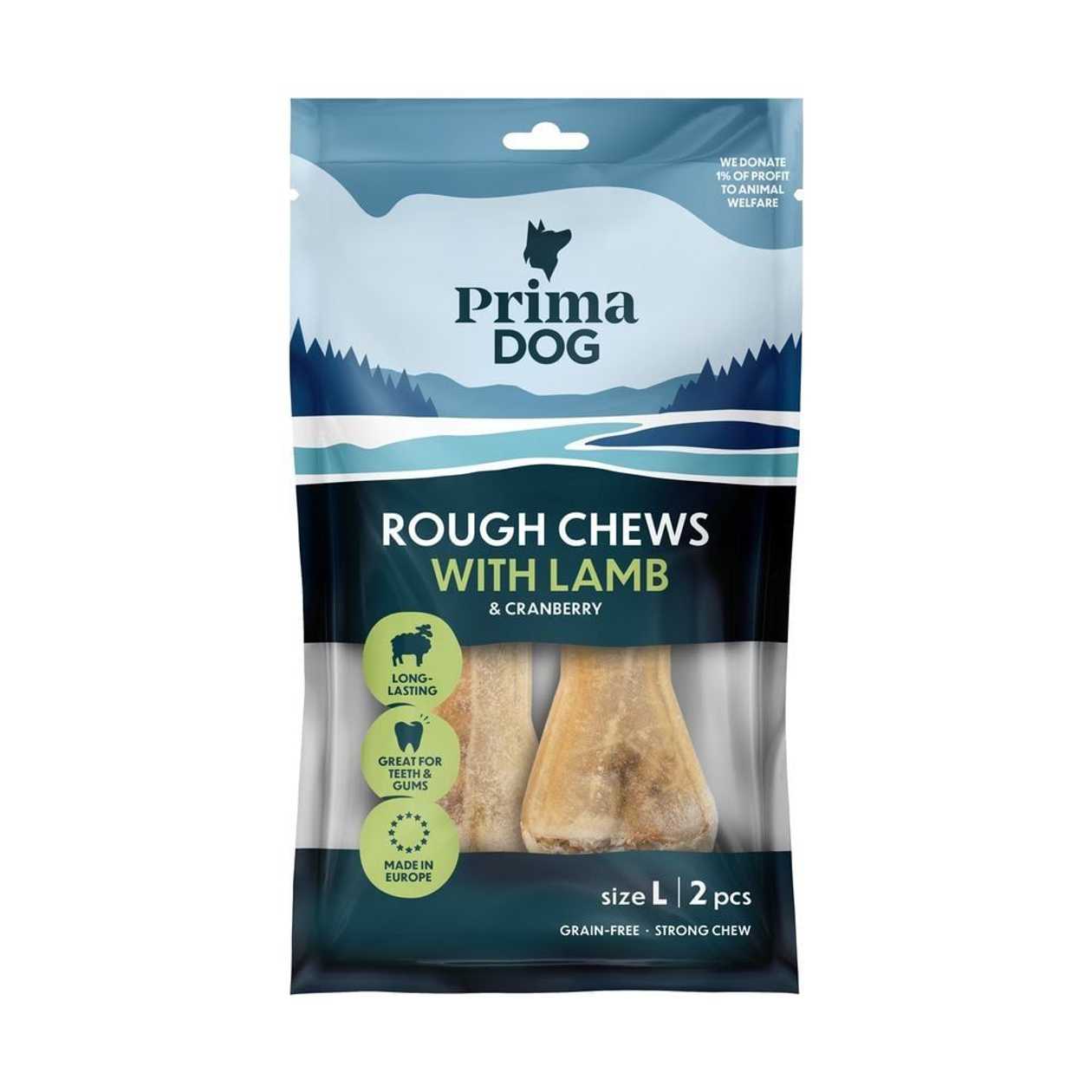 Primadog Rough Chews Lamb gardums suņiem - košļājamais kauls ar jēra pildījumu, 140 g  -  [94274]