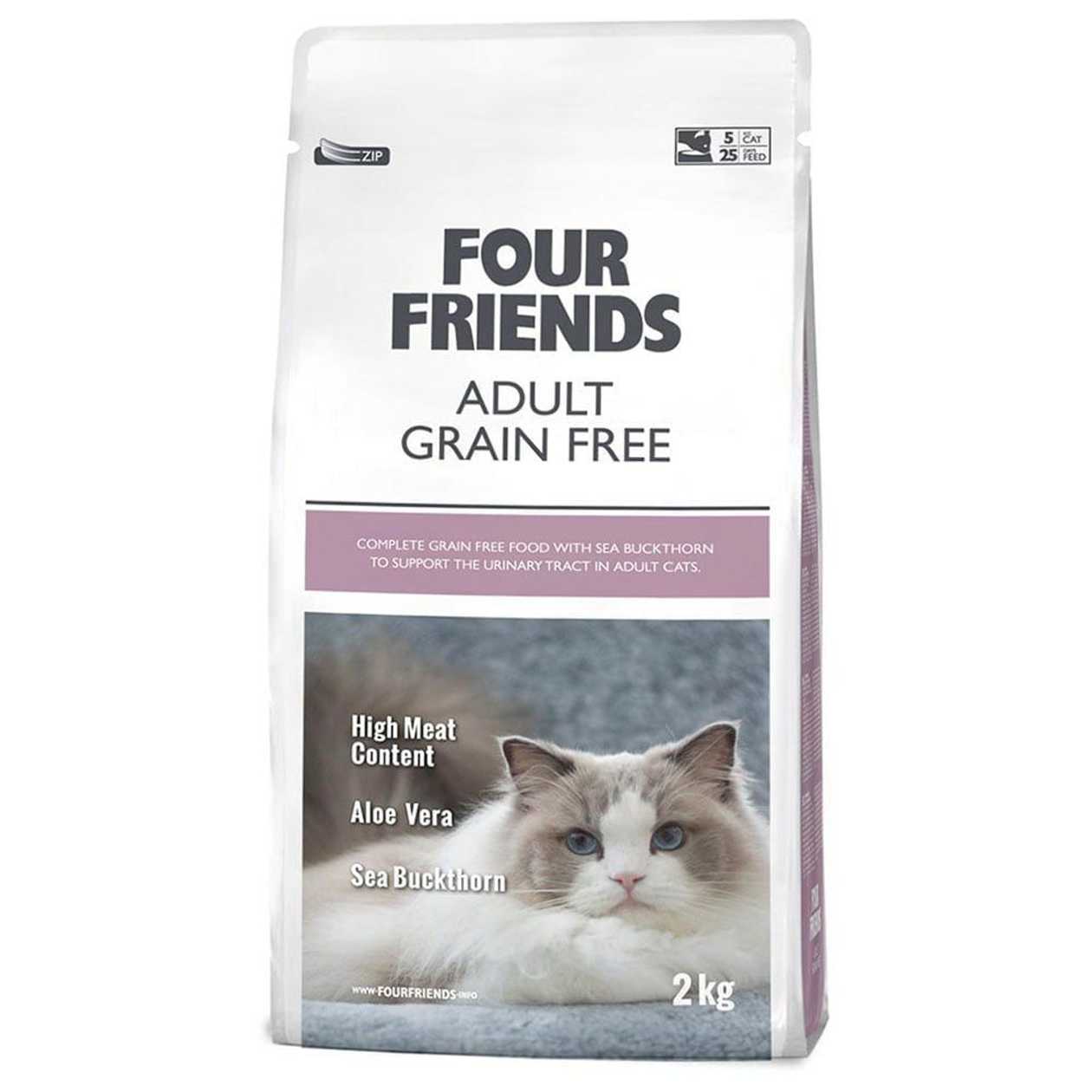 Four Friends Adult Grain Free bezgraudu sausā barība pieaugušiem kaķiem ar pīli, tītaru un vistu, 2 kg  -  [50054]