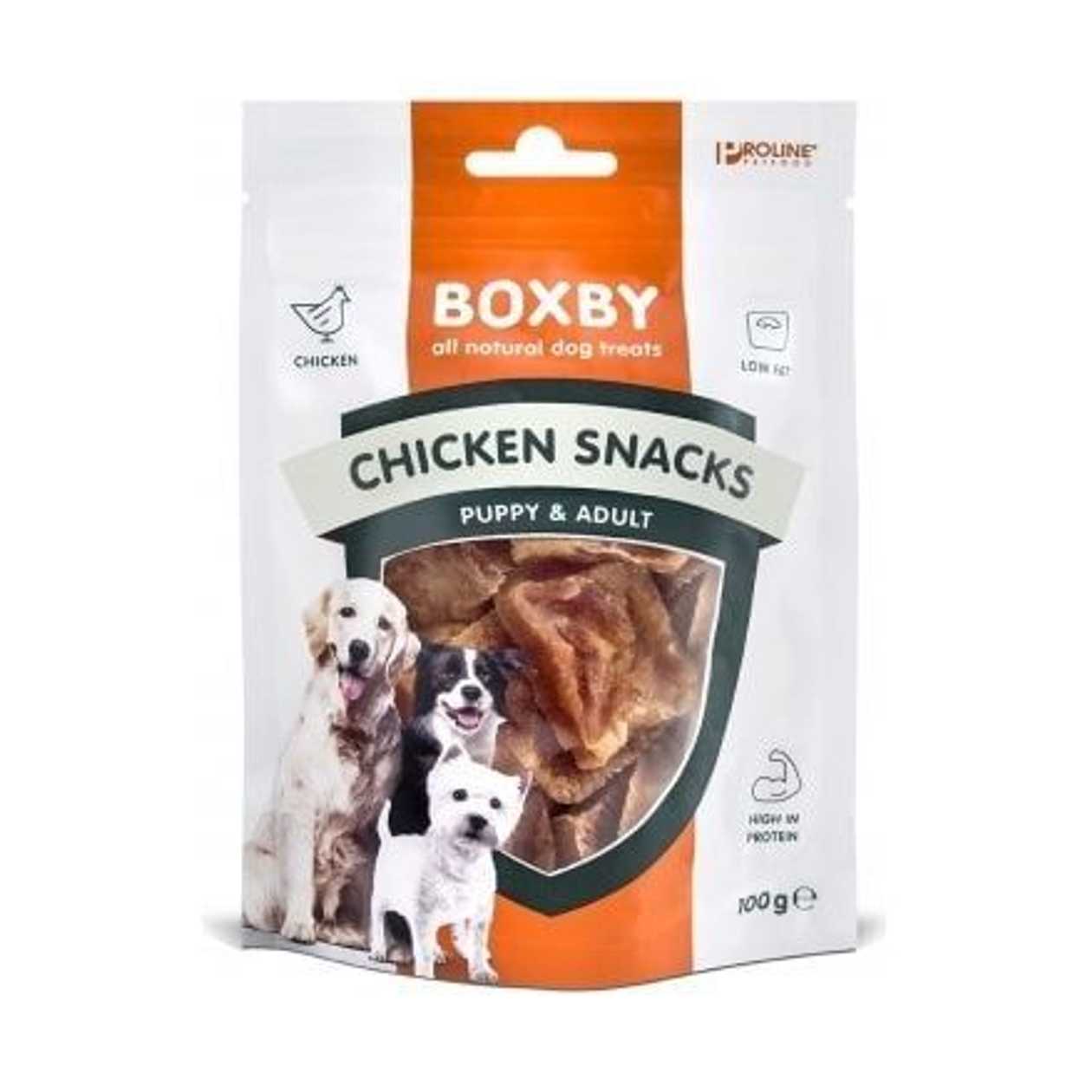 Boxby Chicken Snacks 100 g - Uzkodas Kucēniem Un Pieaugušiem Suņiem (100% Vista)  -  [01579]