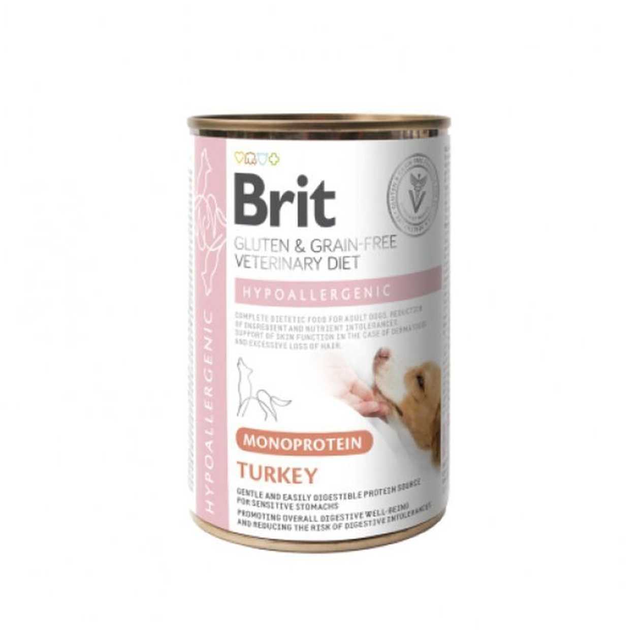 Brit Grain Free Veterinary Diets Hypoallergenic Monoprotein Turkey konservi bez graudaugiem, 400 g  -  [74230]
