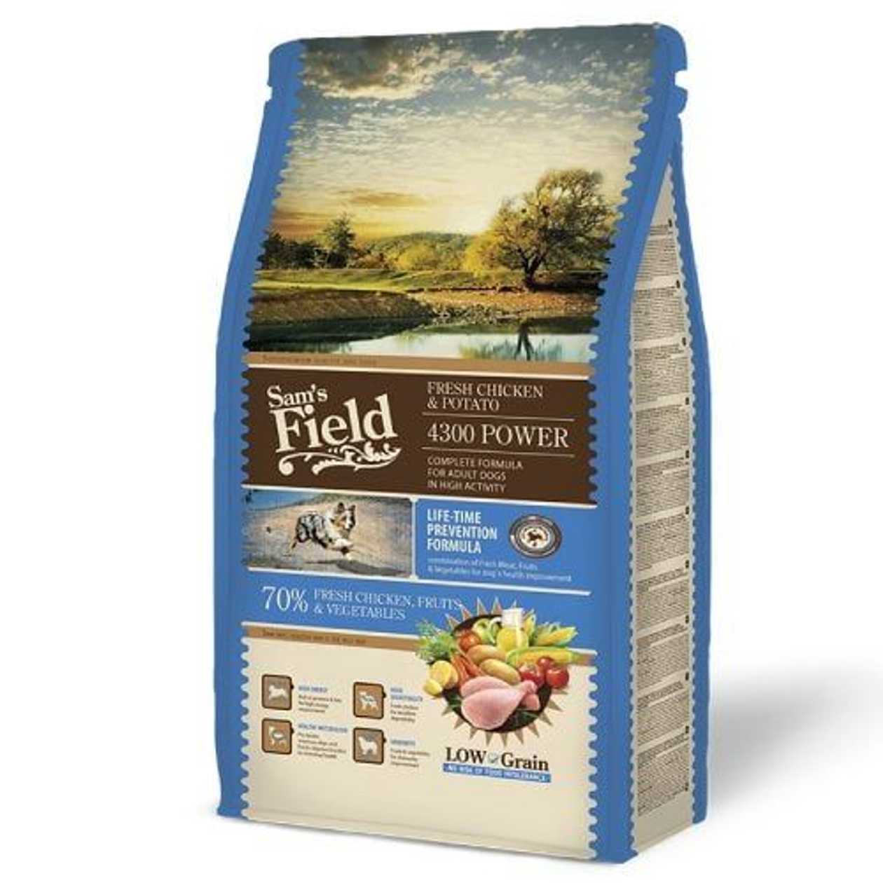 Sam's Field Dog 4300 POWER Fresh Chicken Potato sausā barība suņiem Vista Sams Field, 13 kg  -  [44329]