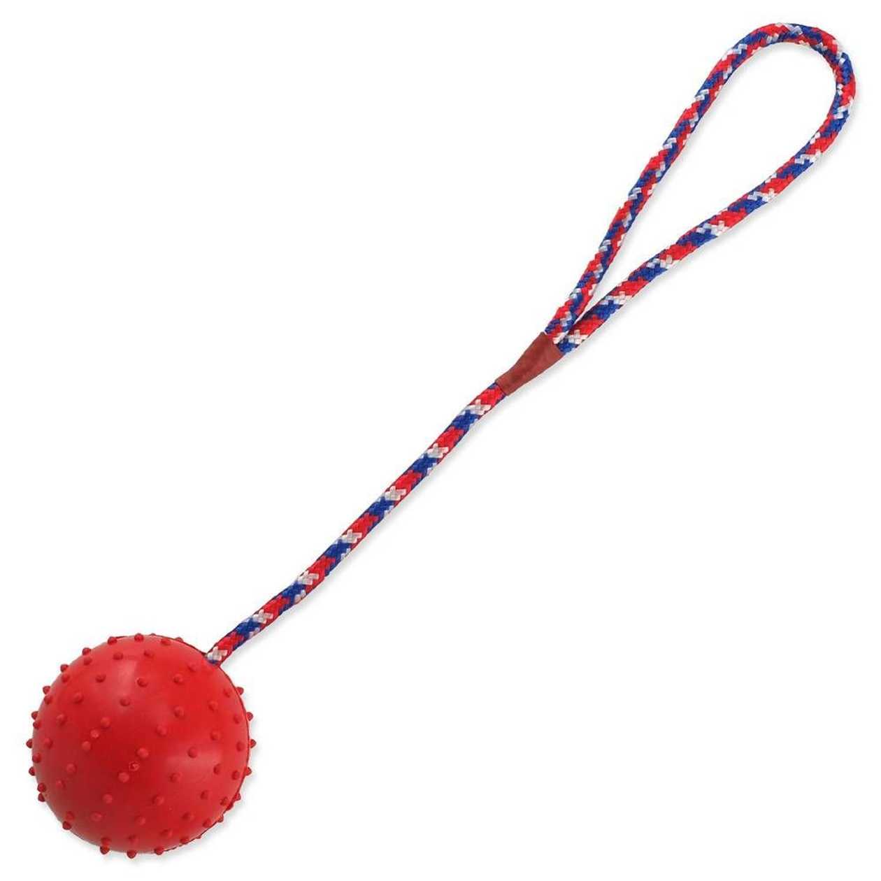 Dog Fantasy LG. Rubber Spikey Ball with rope  -  [09575]