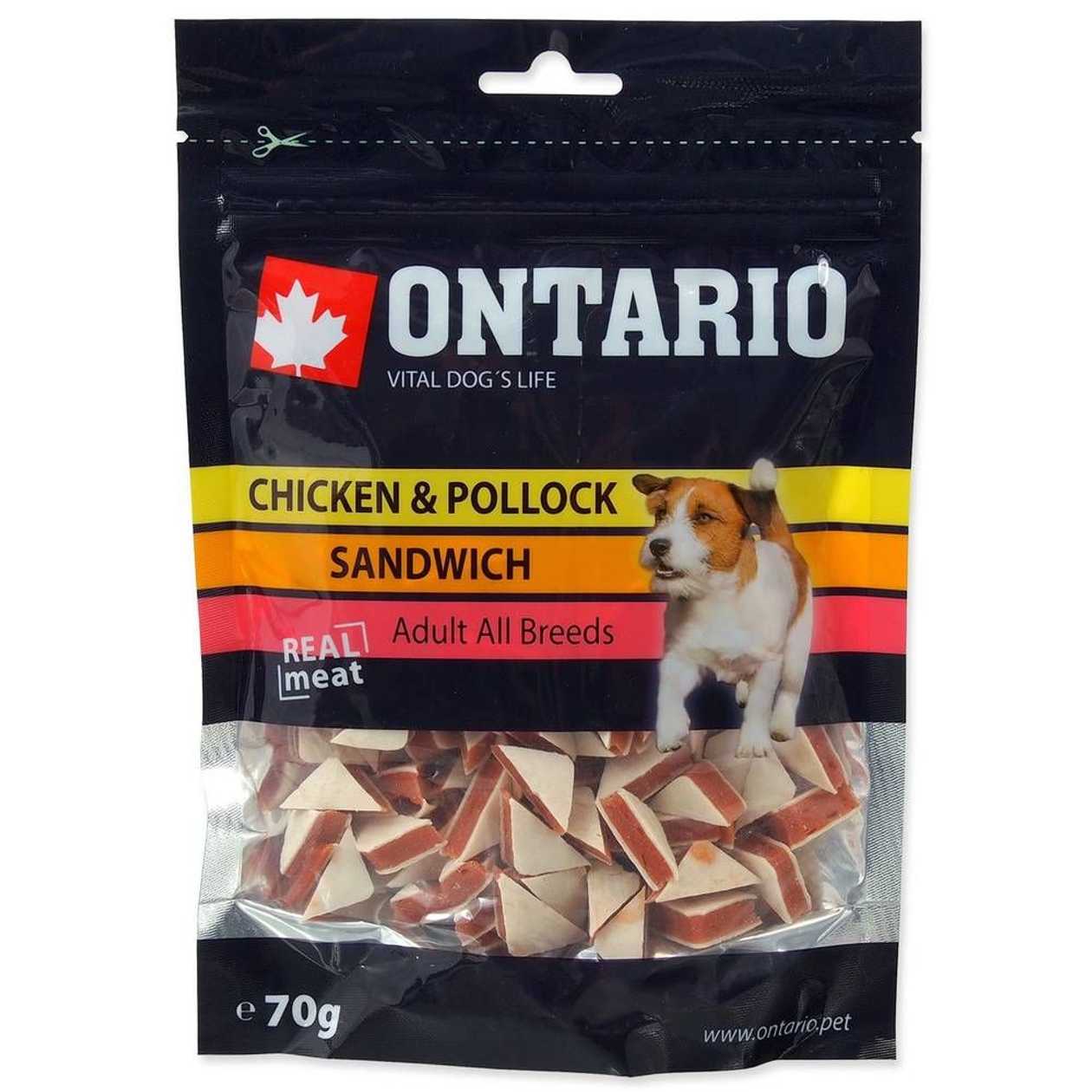 Ontario Chicken Jerky Sandwich gardums suņiem, 70 g  -  [52898]