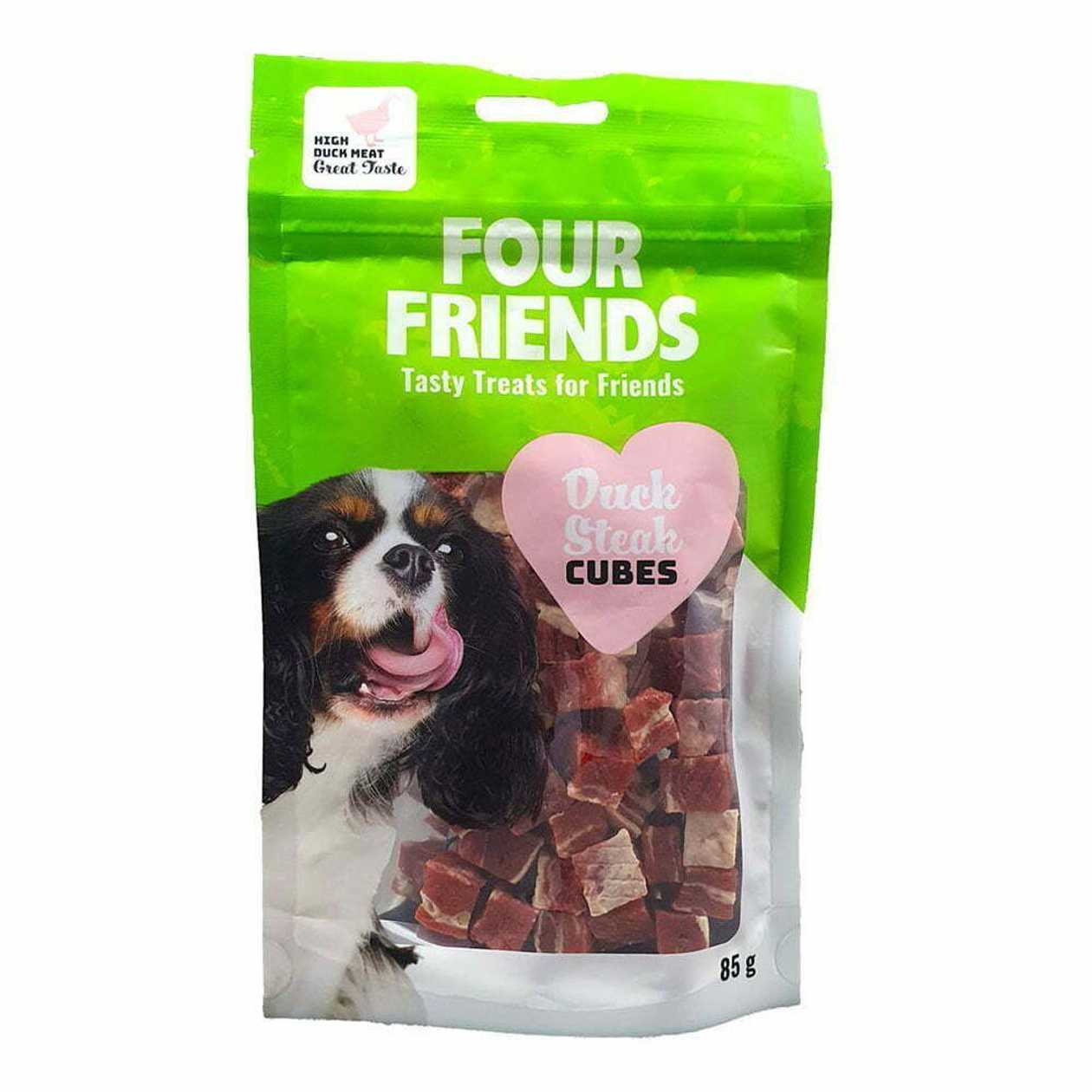 Four Friends Dog Treats Duck Steak Cubes gardums suņiem - Pīles steika kubiņi, 85 g  -  [10609]