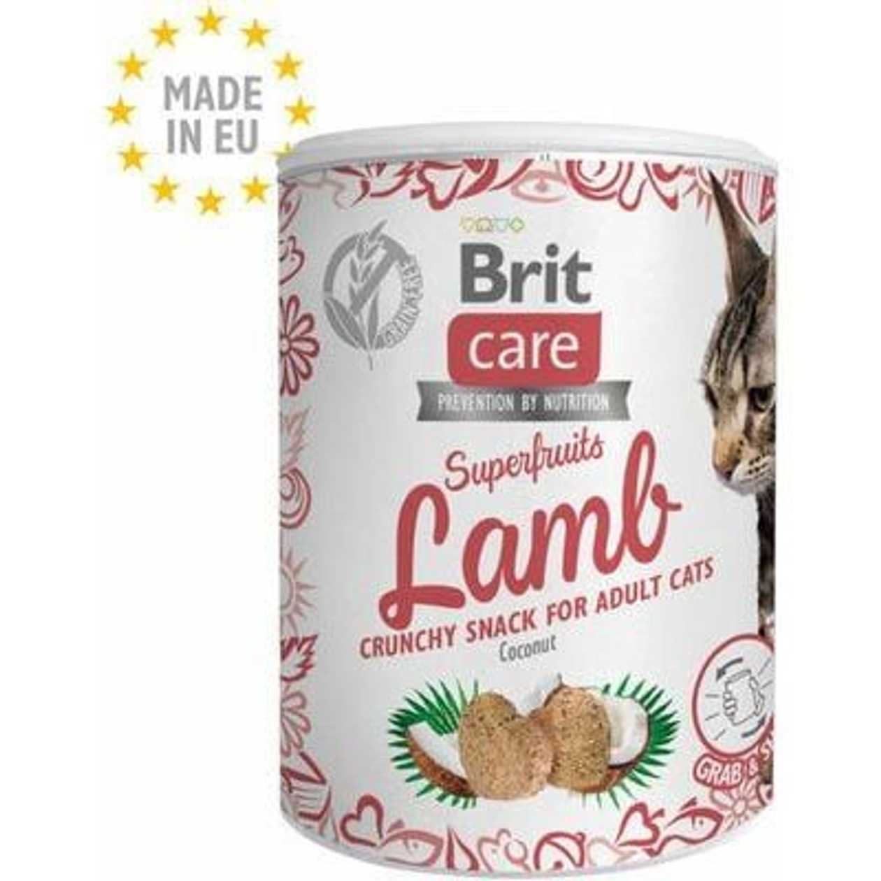 Brit Care Cat Snack Superfruits Lamb  papildbarība kaķiem, 100 g  -  [55697]