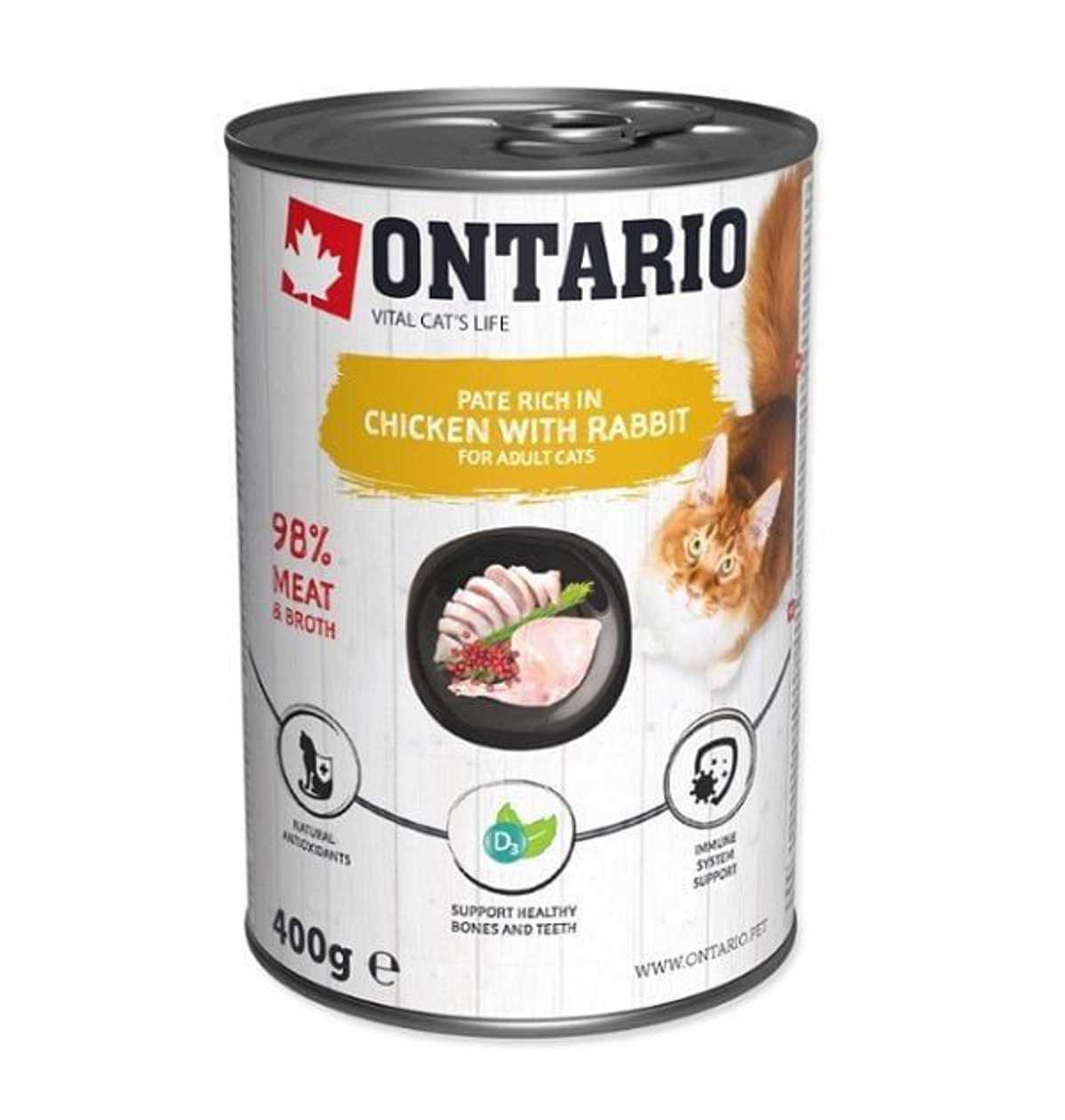 Ontario Konservēta barība kaķiem Cat can Chicken with Rabbit flavoured with Cranberries 400g  -  [12339]