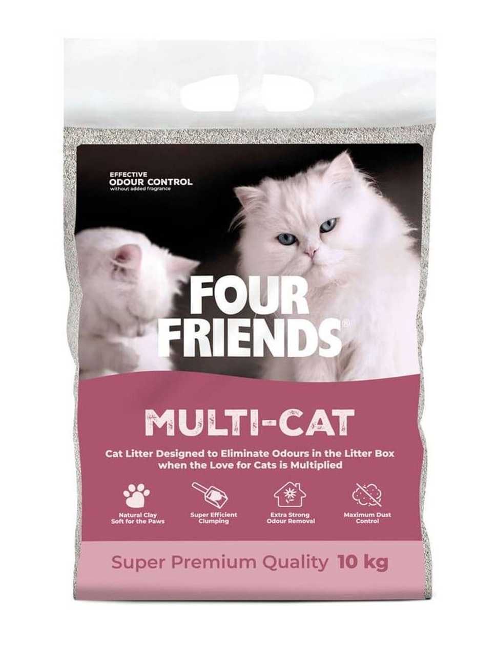 Four Friends  Cat Litter Unscented Multi-Cat cementējošās smiltis kaķu tualetei, 10 kg  -  [11002]