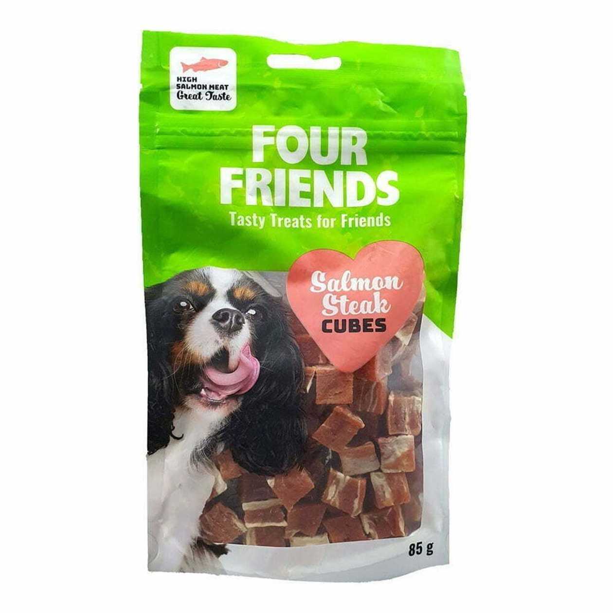 Four Friends Dog Treats Salmon Steak Cubes gardums suņiem - Laša steika kubiņi, 85 g  -  [10630]