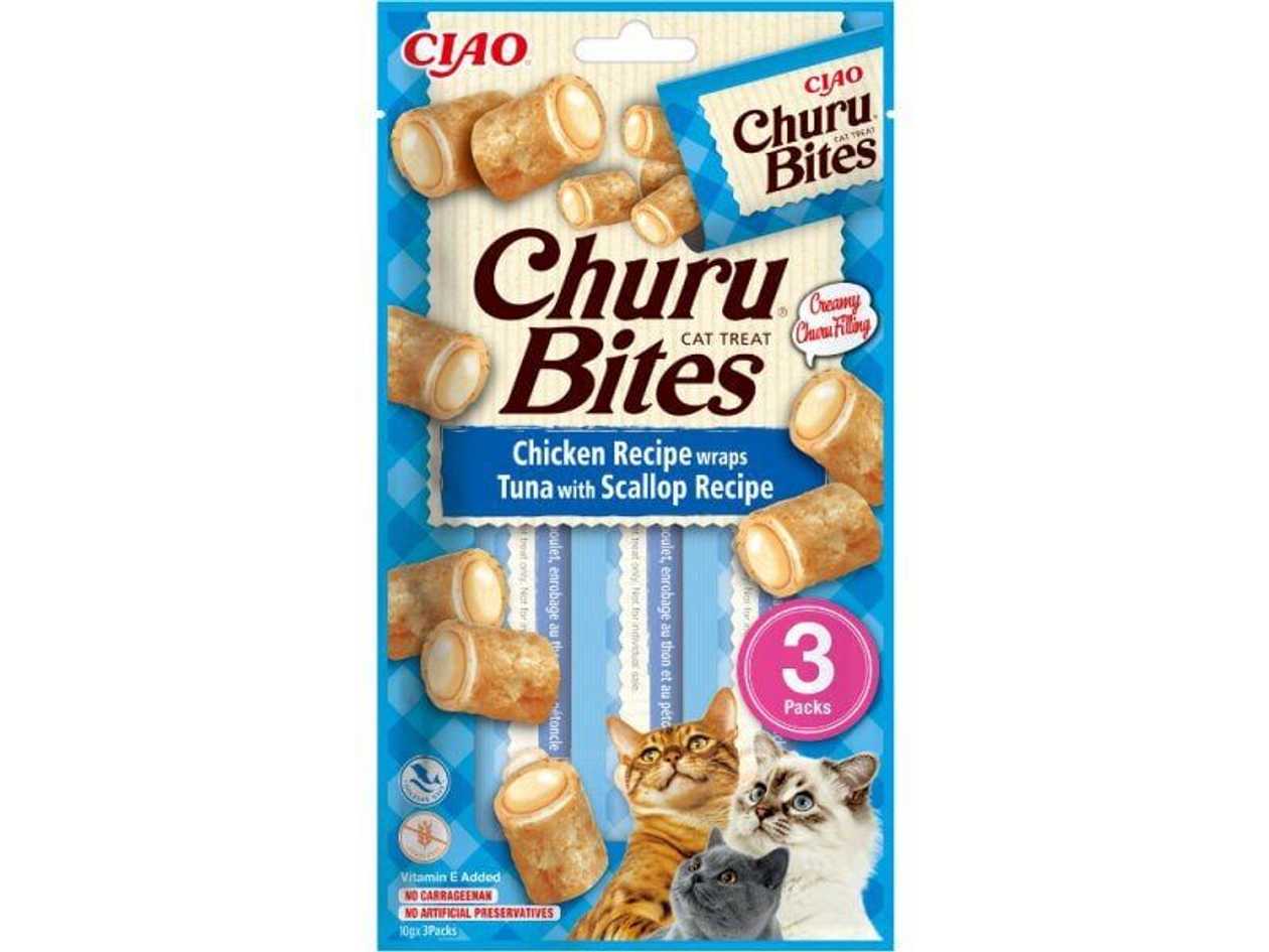 Inaba Churu Cat Bites Chicken Tuna Scallop - gardums kaķiem, 3x10 g  -  [00803]