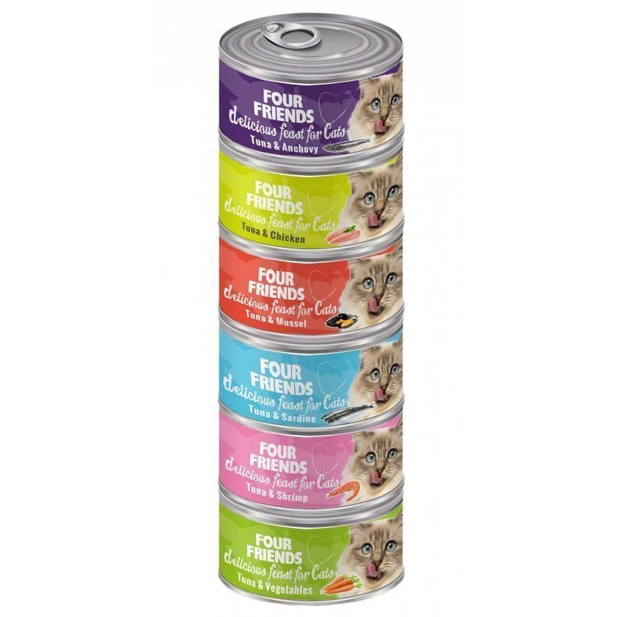 Four Friends 6-pack - konservi kaķiem ar tunci, 85 g x 6 gab.  -  [38014]