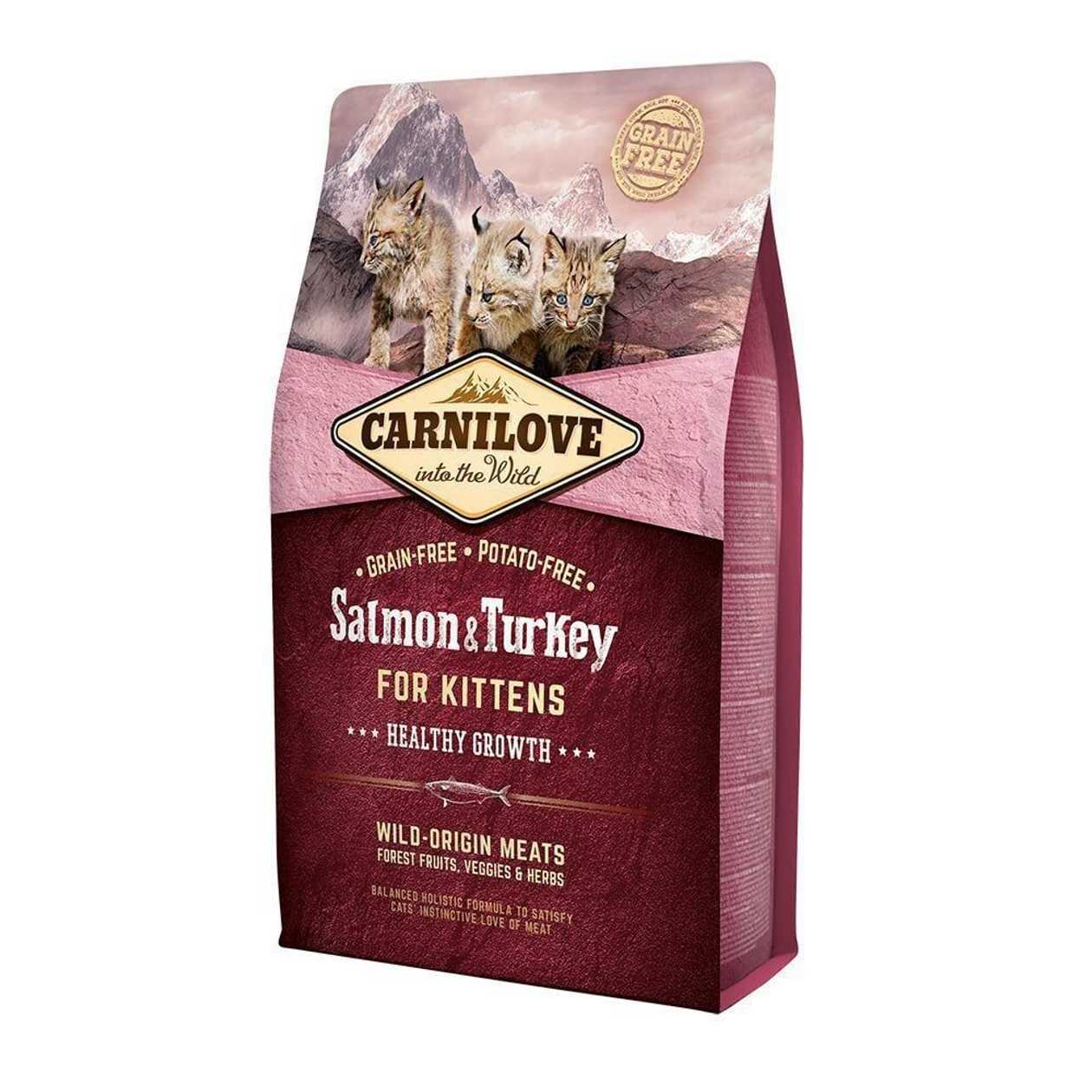 Carnilove KITTEN Salmon & Turkey bezgraudu sausā barība kaķēniem Lasis, tītars, 2 kg  -  [12225]