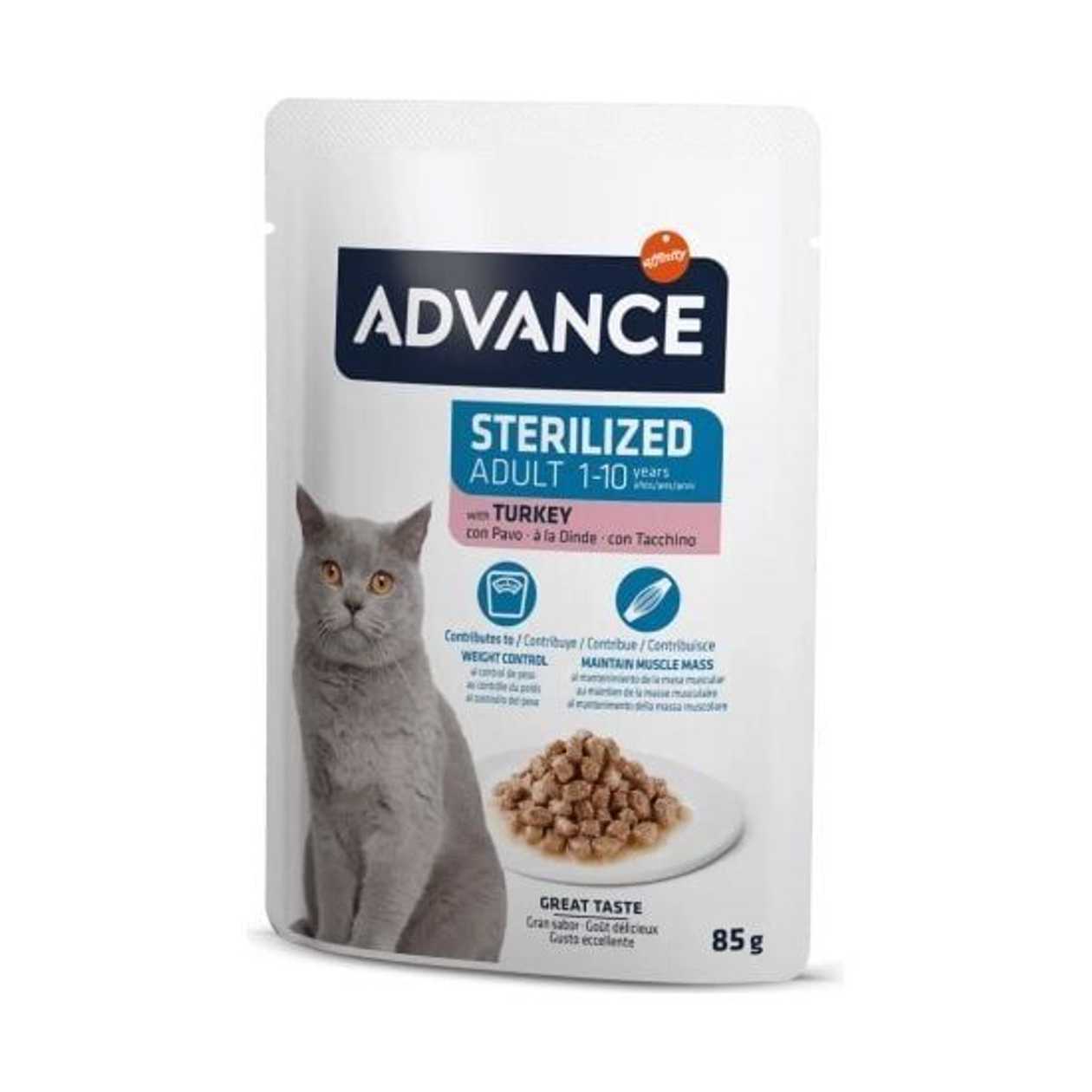 Advance Cat Wet sterilized turkey 85 gr - pilnvērtīga un sabalansēta mitrā barība, kas īpaši izstrādāta, lai apmierinātu sterilizētu pieaugušu kaķu vajadzības. Ar tītaru.  -  []
