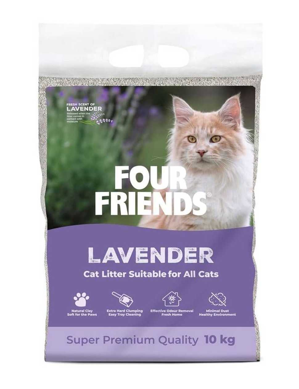Four Friends  Cat Litter Lavender cementējošās smiltis kaķu tualetei, 10 kg  -  [10982]