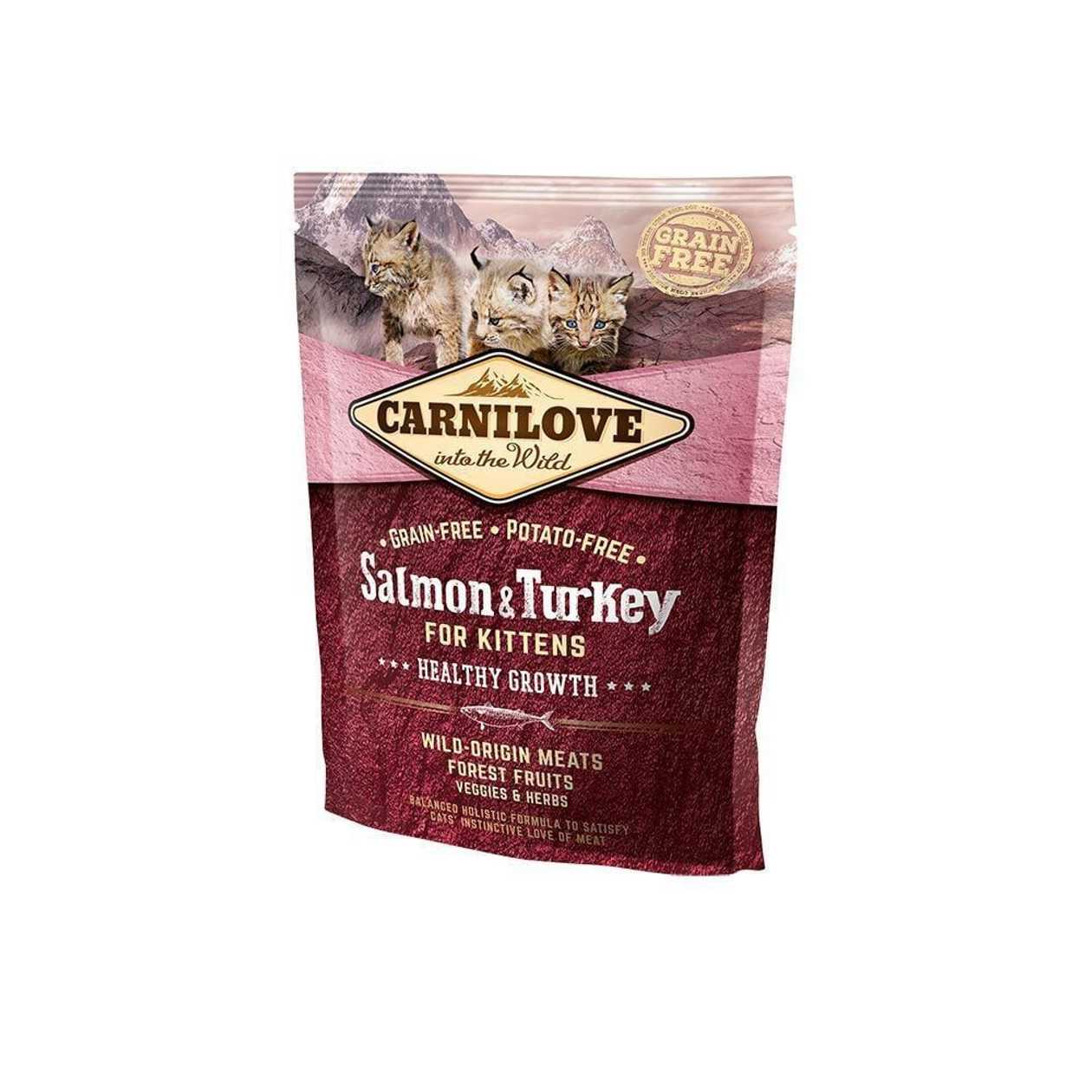 Carnilove KITTEN Salmon & Turkey bezgraudu sausā barība kaķēniem Lasis, tītars, 0.4 kg  -  [12232]