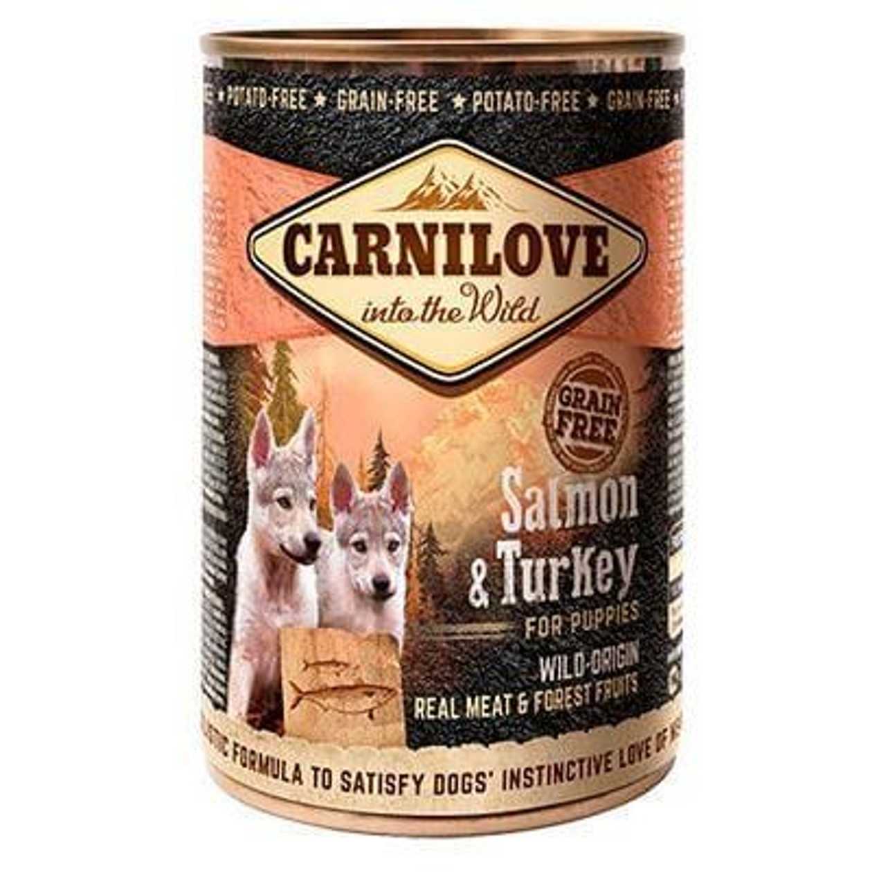 Carnilove Wild Meat Salmon & Turkey for Puppies konservi kucēniem, 400 g  -  [29254]