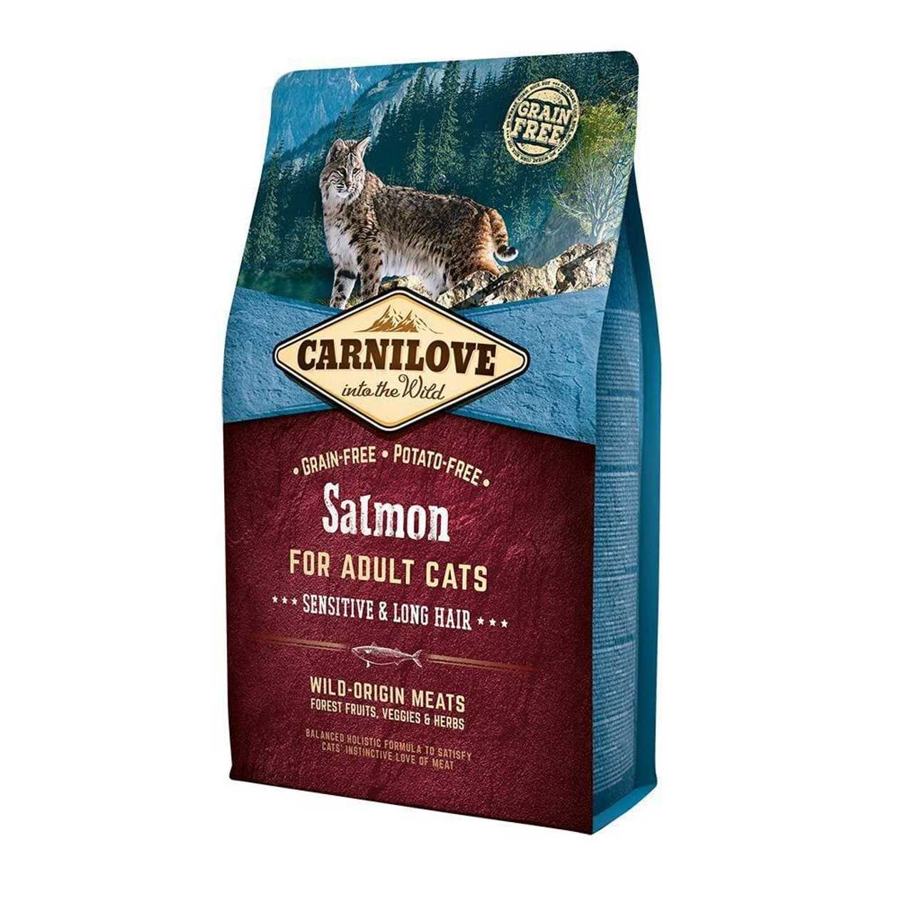 Carnilove Cat SENSITIVE & LONG HAIR Salmon bezgraudu sausā kaķu barība Lasis, 2 kg  -  [12287]