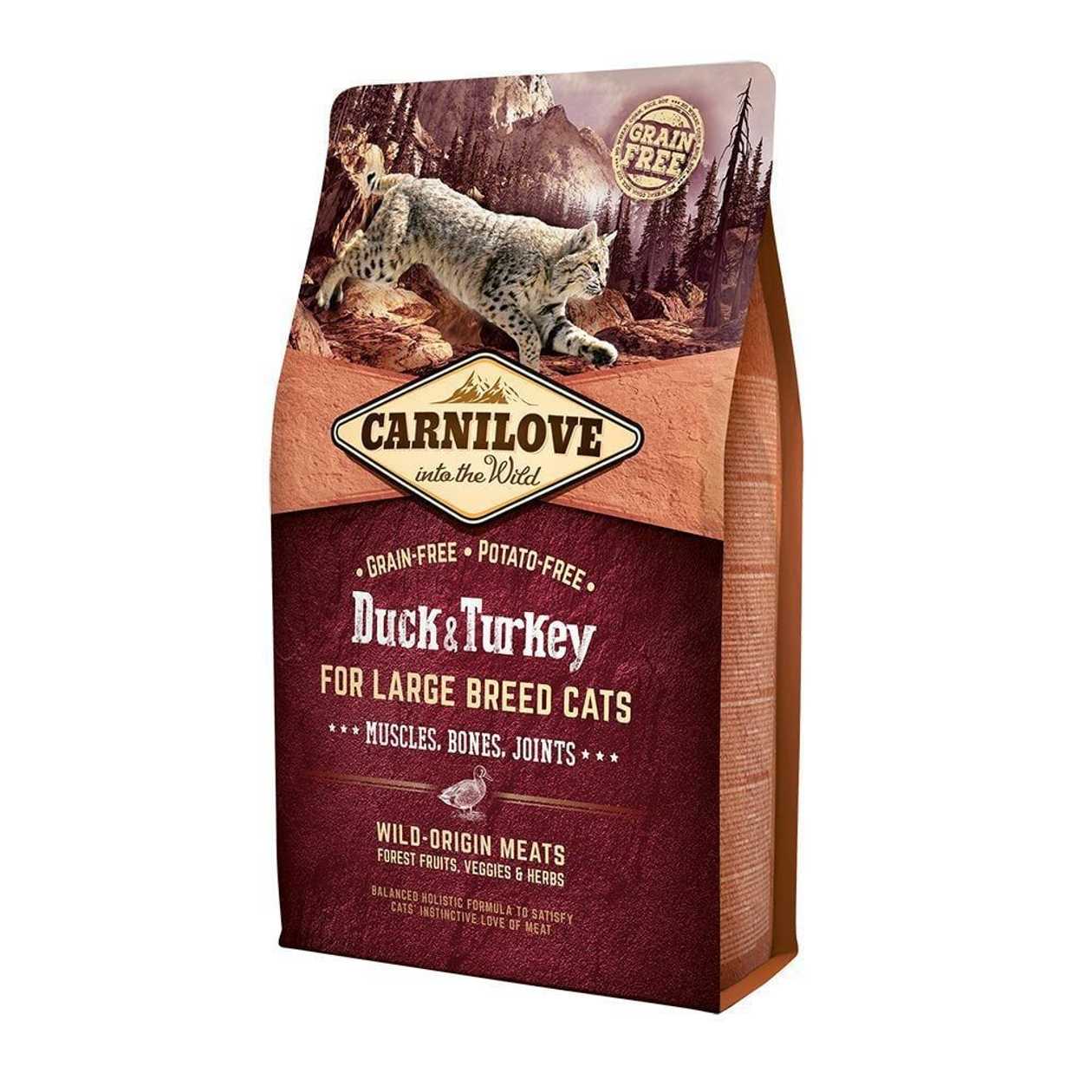 Carnilove Cat LARGE BREED Duck & Turkey bezgraudu sausā kaķu barība Pīle, tītars, 2 kg  -  [12768]