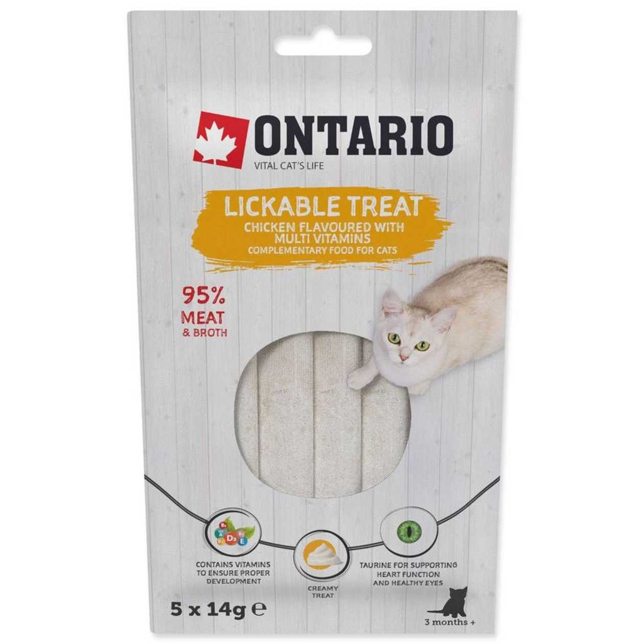 Ontario Gardums kaķiem Lickable Treats Chicken Flavoured with Multi Vitamins, 5 x 14 g  -  [42190]