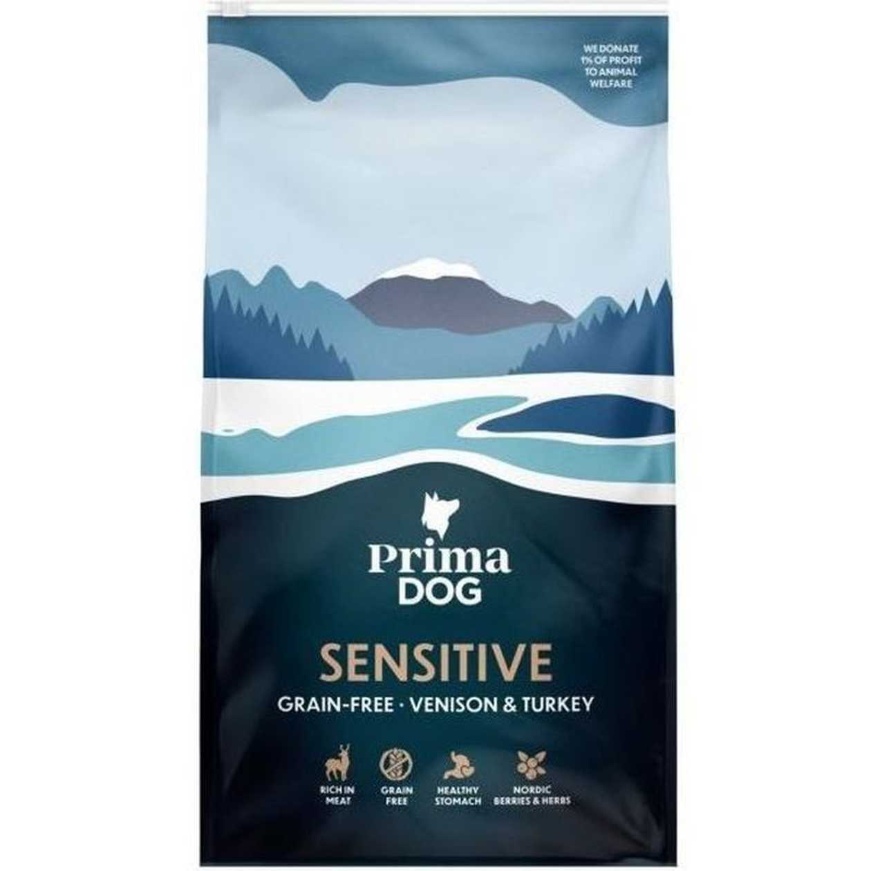 PrimaDog Adult Venison & Turkey bezgraudu sausā barība jūtīgiem suņiem ar brieža un tītara gaļu, 20 kg  -  [87077]