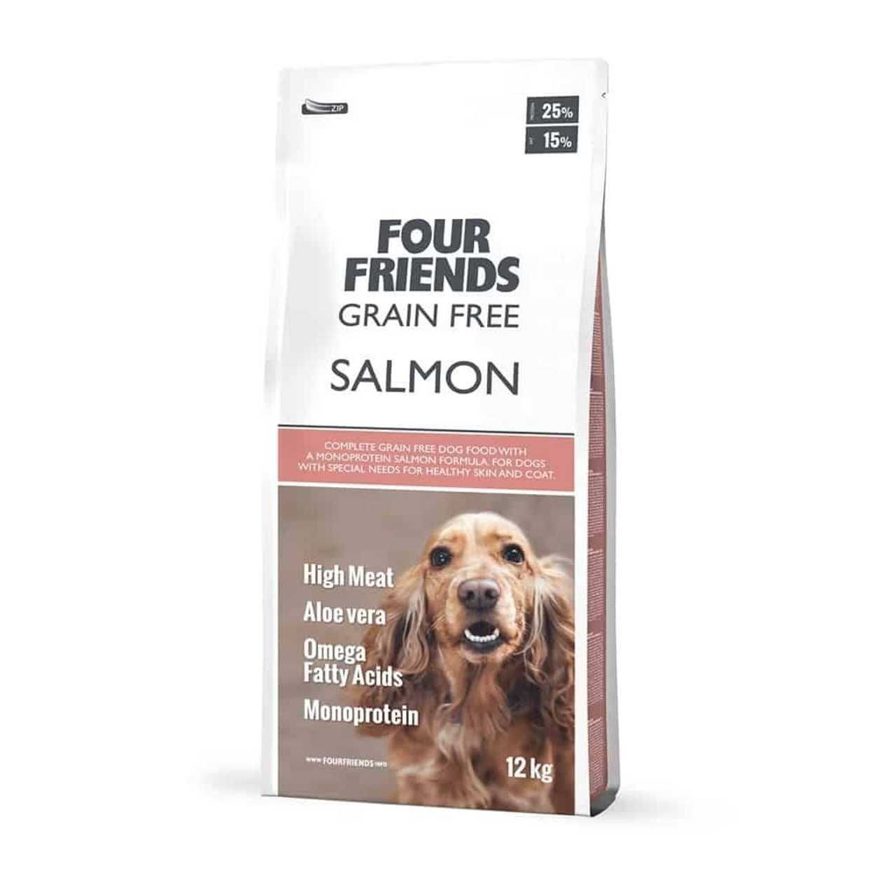 Four Friends Salmon Grain Free monoproteīna bezgraudu sausā barība alerģiskiem suņiem ar lasi, 12 kg`  -  [36331]