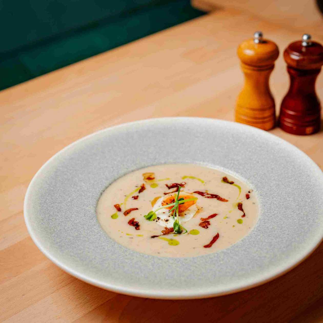 Celery Soup wits Egg and Truffles