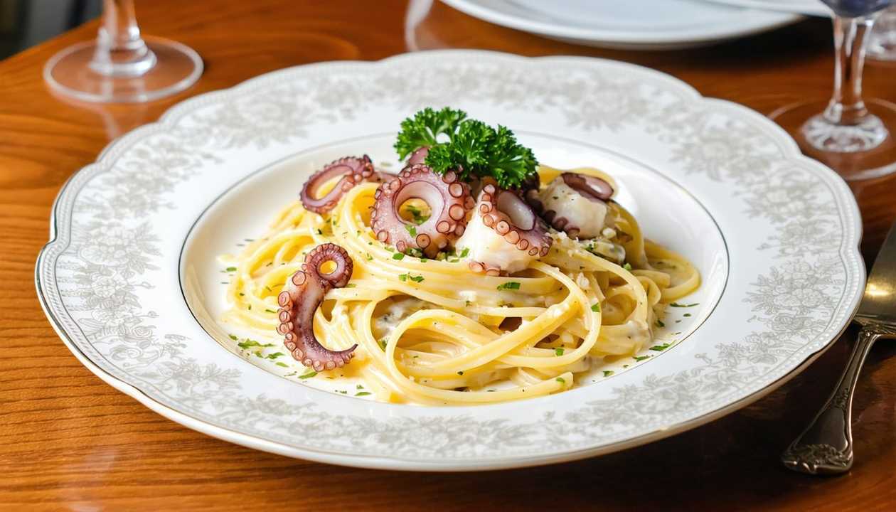 Paste carbonara cu caracatita