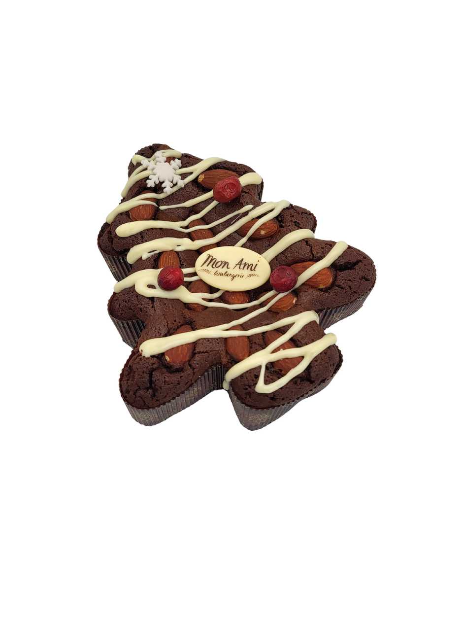 Pyragas "Brownie" eglutė su avietėmis