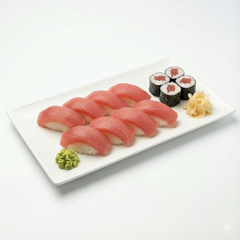 S13. 8 tuňákové nigiri + 4 tuňákové maki